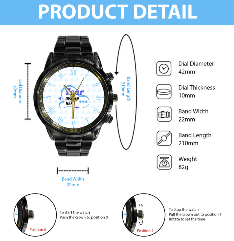 Personalized United States 250th Anniversary Patriot Black Stainless Steel Watch