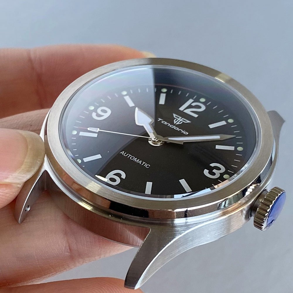 Tandorio Retro 38mm Field Watch for Men Sapphire Glass NH35/Asia2824 Clear Back