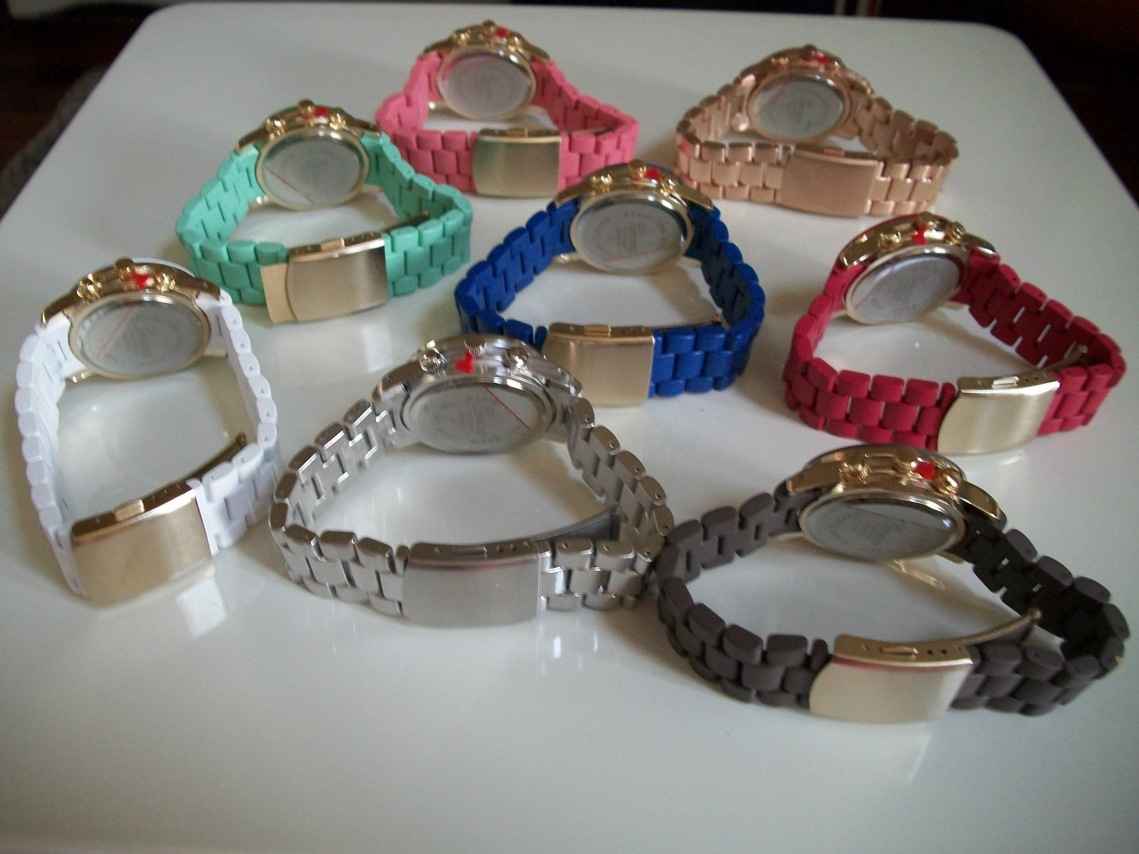 Women’s red, beige, blue, pink, purple, green, rose gold fashion casual watches