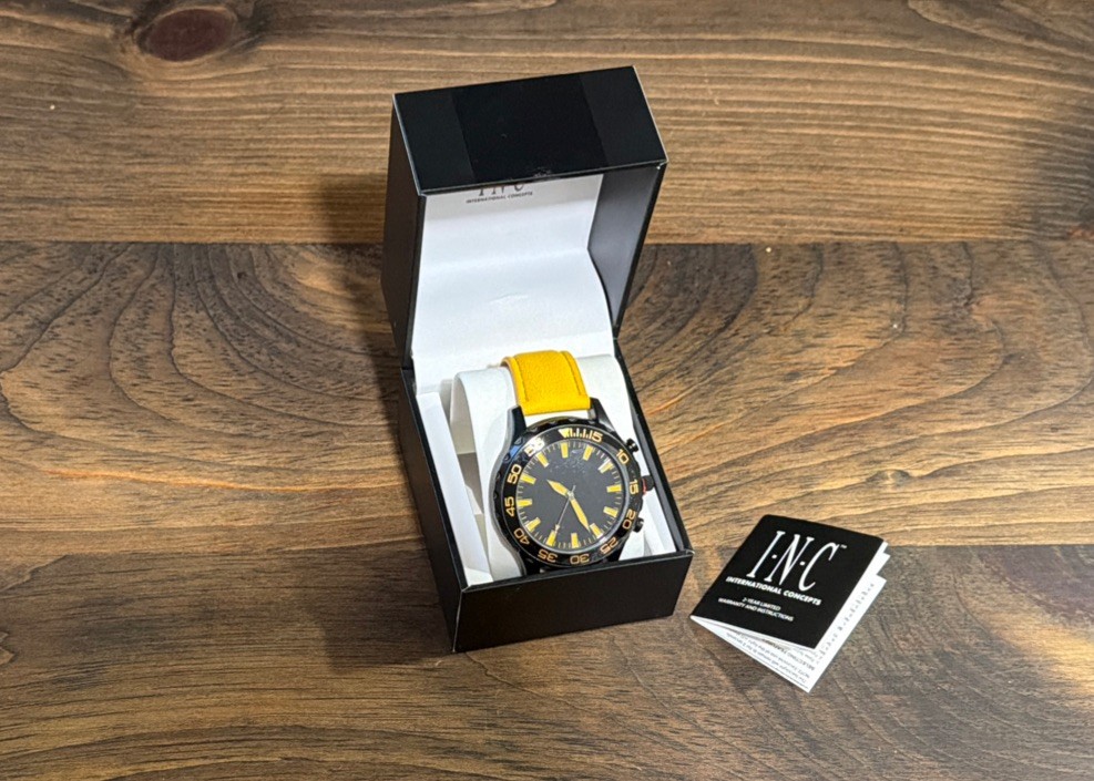 INC INTERNATIONAL CONCEPTS Men’s Faux-Leather Strap Watch 50mm W2