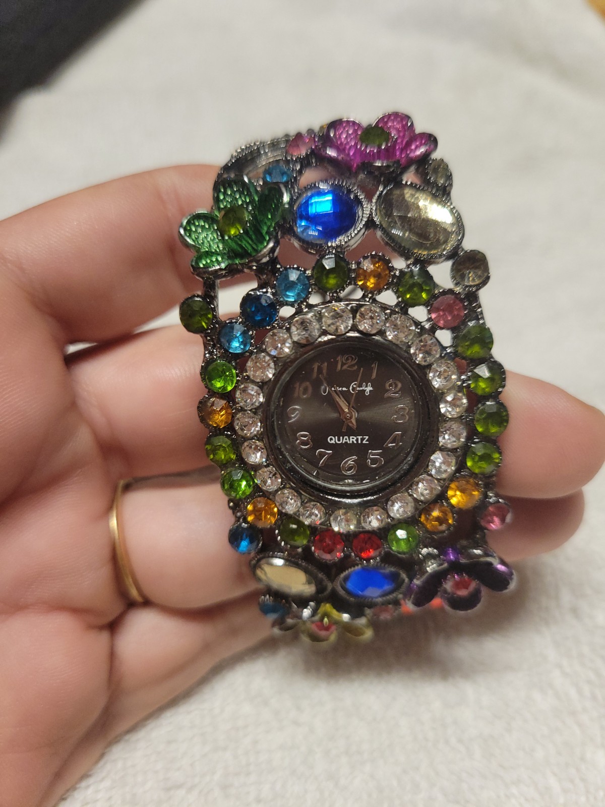 Jessica Carlyle Women’s Watch Floral Rhinestone Band