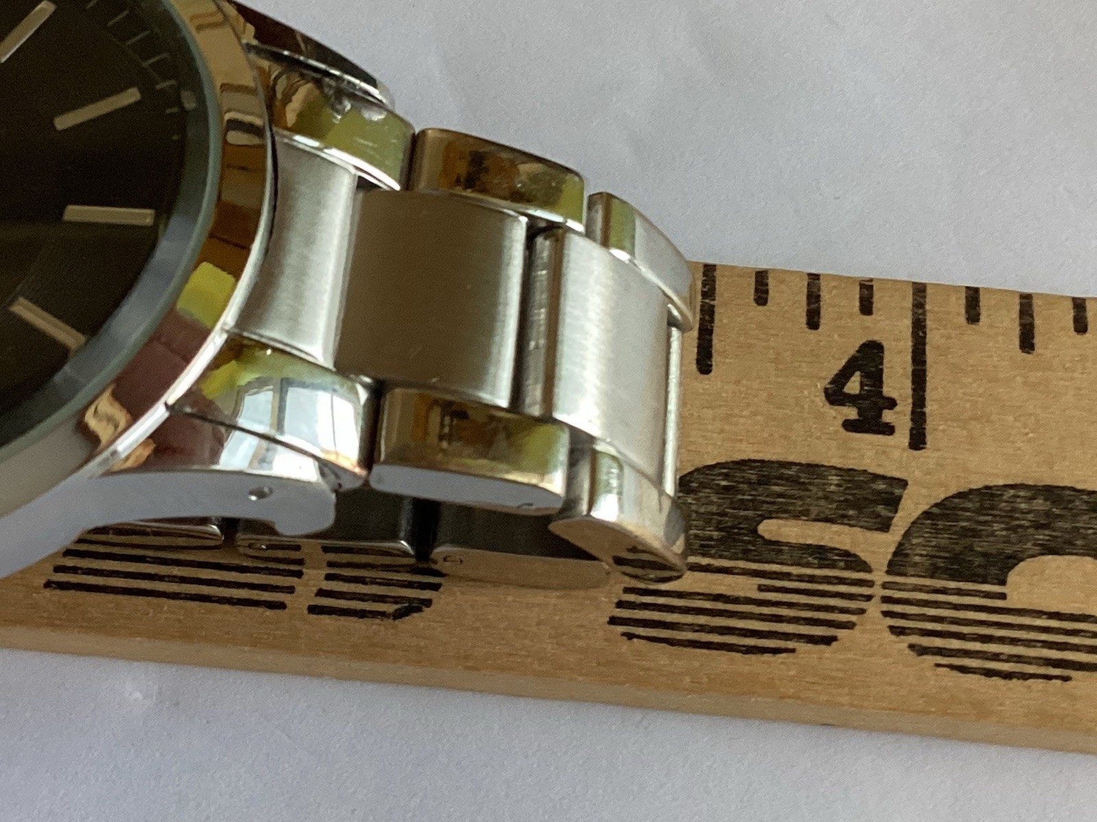 Chrome Mens Watch 42mm Silver Tone Black , Dial Stainless Steel w New Battery