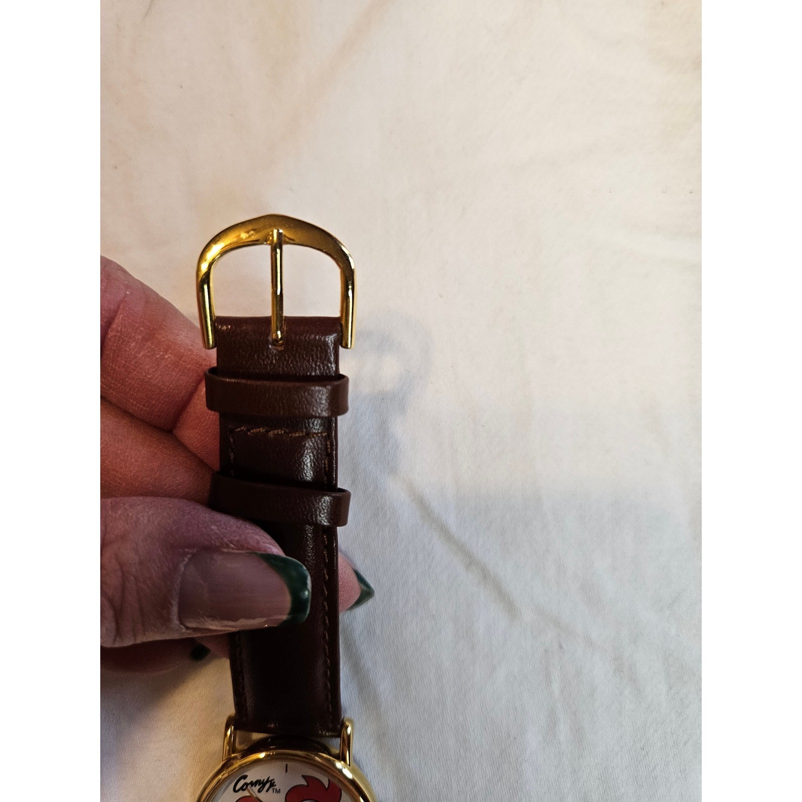 Vintage Kellogg’s Toucan Sam Watch Brown Leather Band Gold Tone