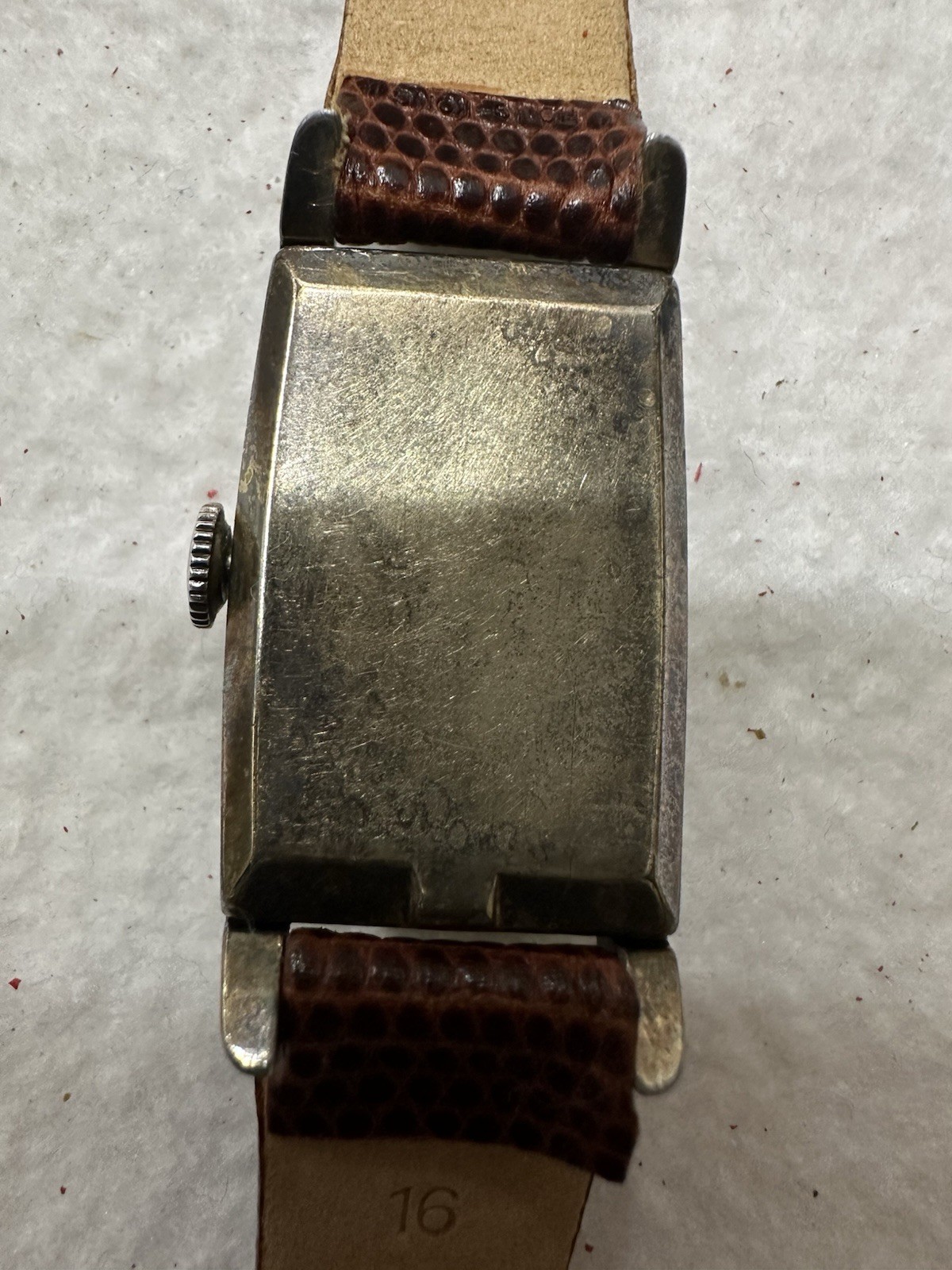 Vintage Swiss Record Geneve Tonneau Rectangular Watch – Working – Leather Strap