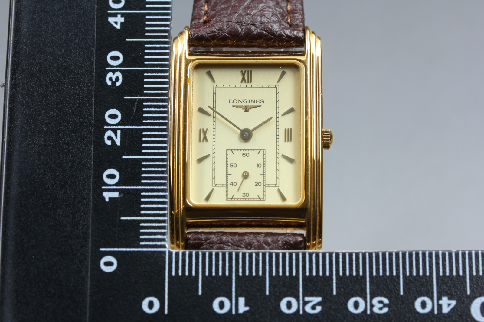 [N MINT] Longines L4.689.2 24mm Gold Dial Small Seconds Tank Quartz Men’s Watch