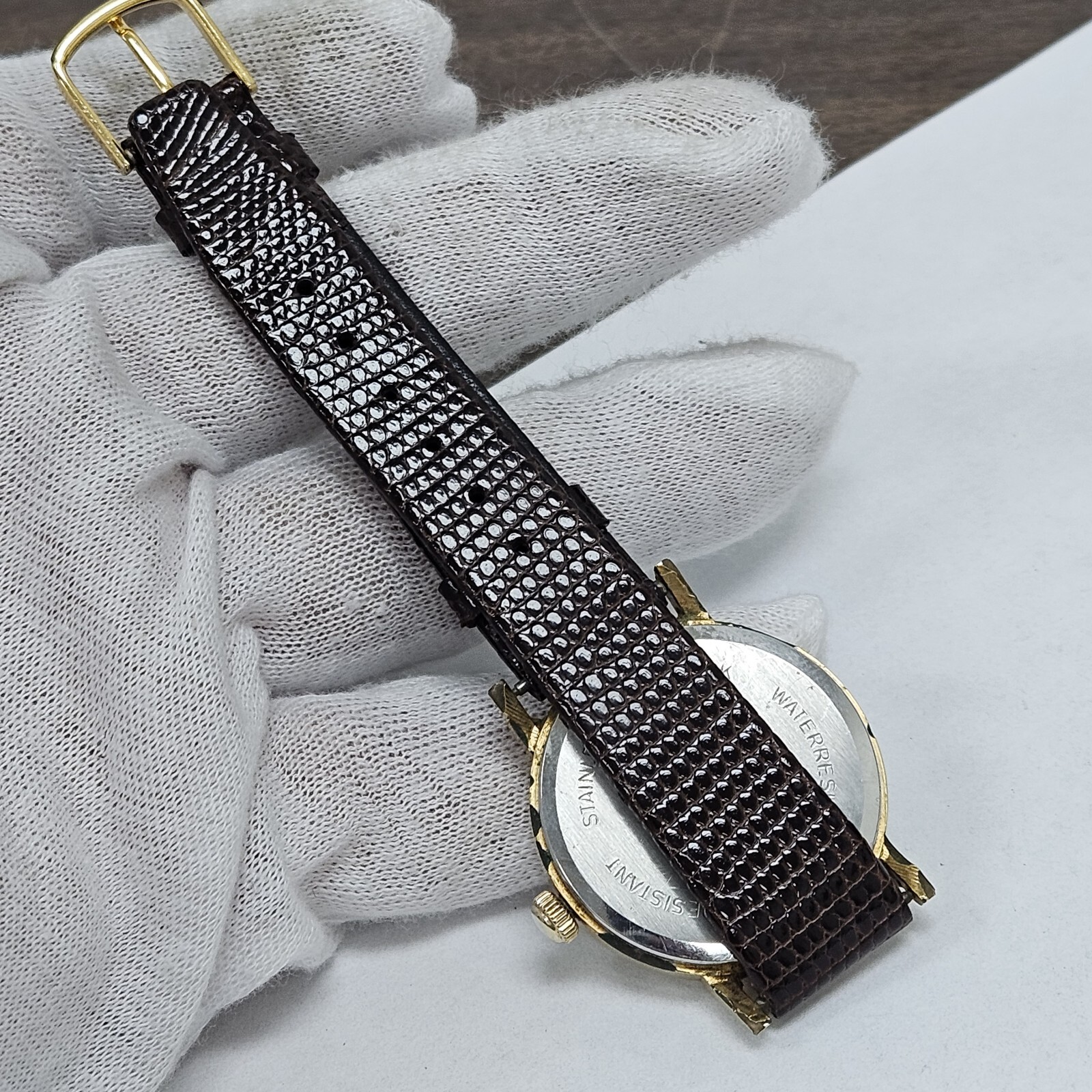 Vintage Bucherer Golden Date Dial Quartz Gold Tone Men’s Wrist Watch New Battery