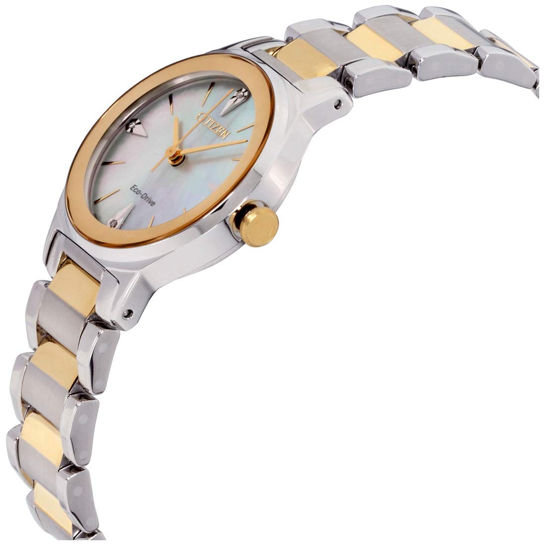 CITIZEN EM0734-56D AXIOM ECO-DRIVE MOP DIAL TWO TONE STAINESS STEEL WOMENS WATCH