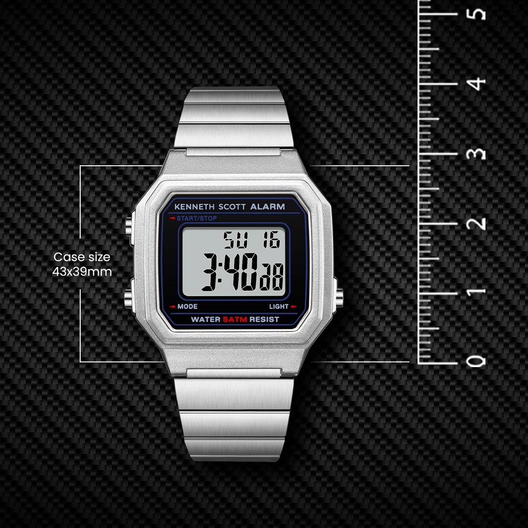Kenneth Scott Women’s Digital Watch | Black Dial, 43mm, 50 m (5 ATM)