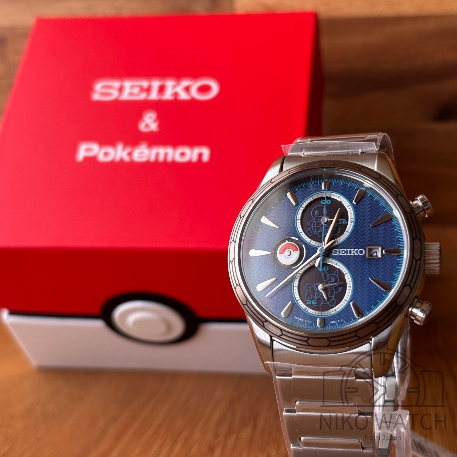 SEIKO x Pokemon Solar Chronograph Watch Blastoise blue SBPY162 Limited 700 [New]