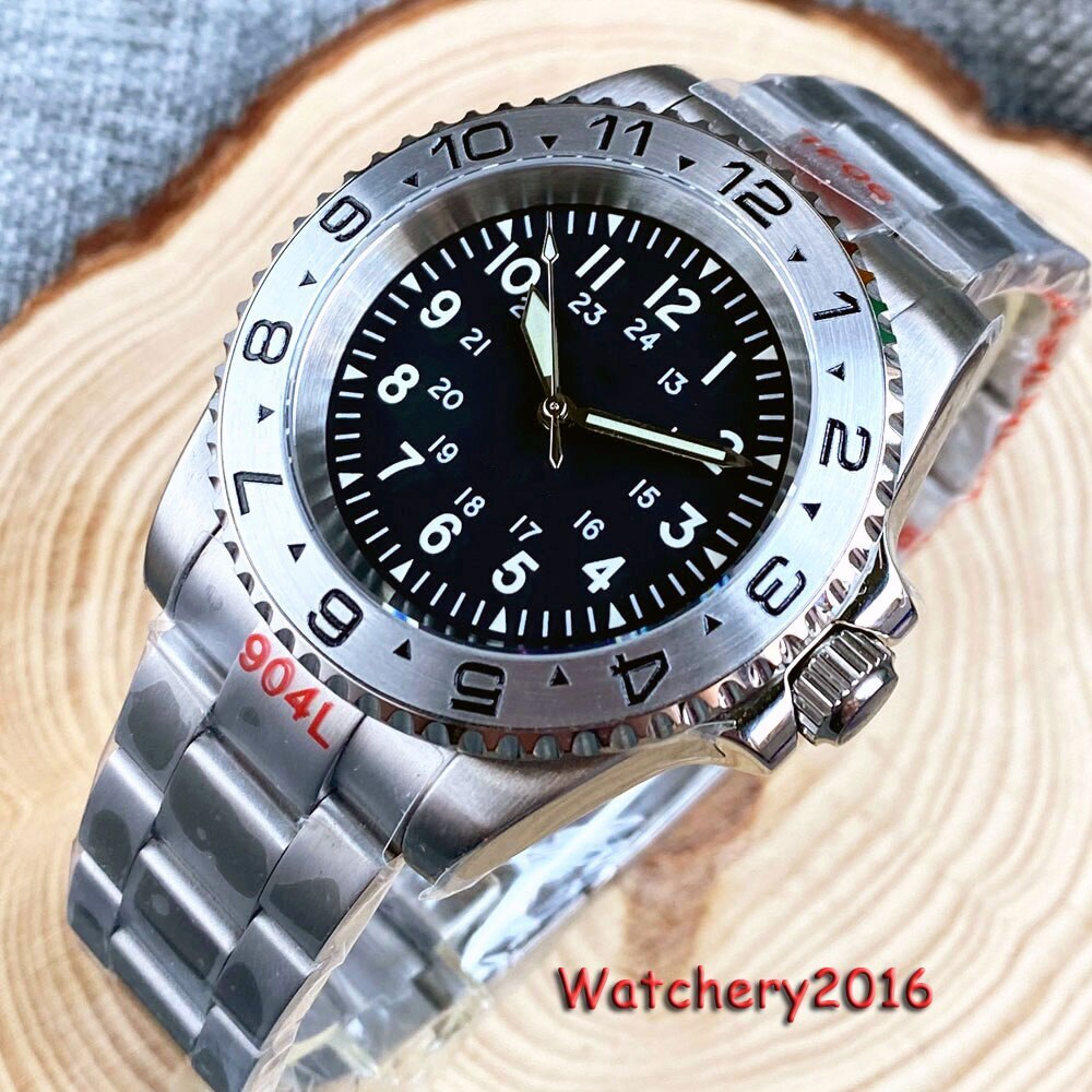 Tandorio 40mm 20ATM Black Dial Japan NH35A Automatic Watch Men Sapphire Glass