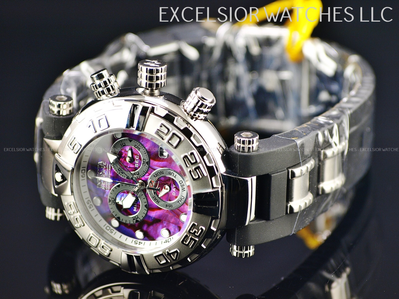 New INVICTA Men’s 47mm LE Subaqua Noma I Swiss Chrono Purple Abalone SS Watch
