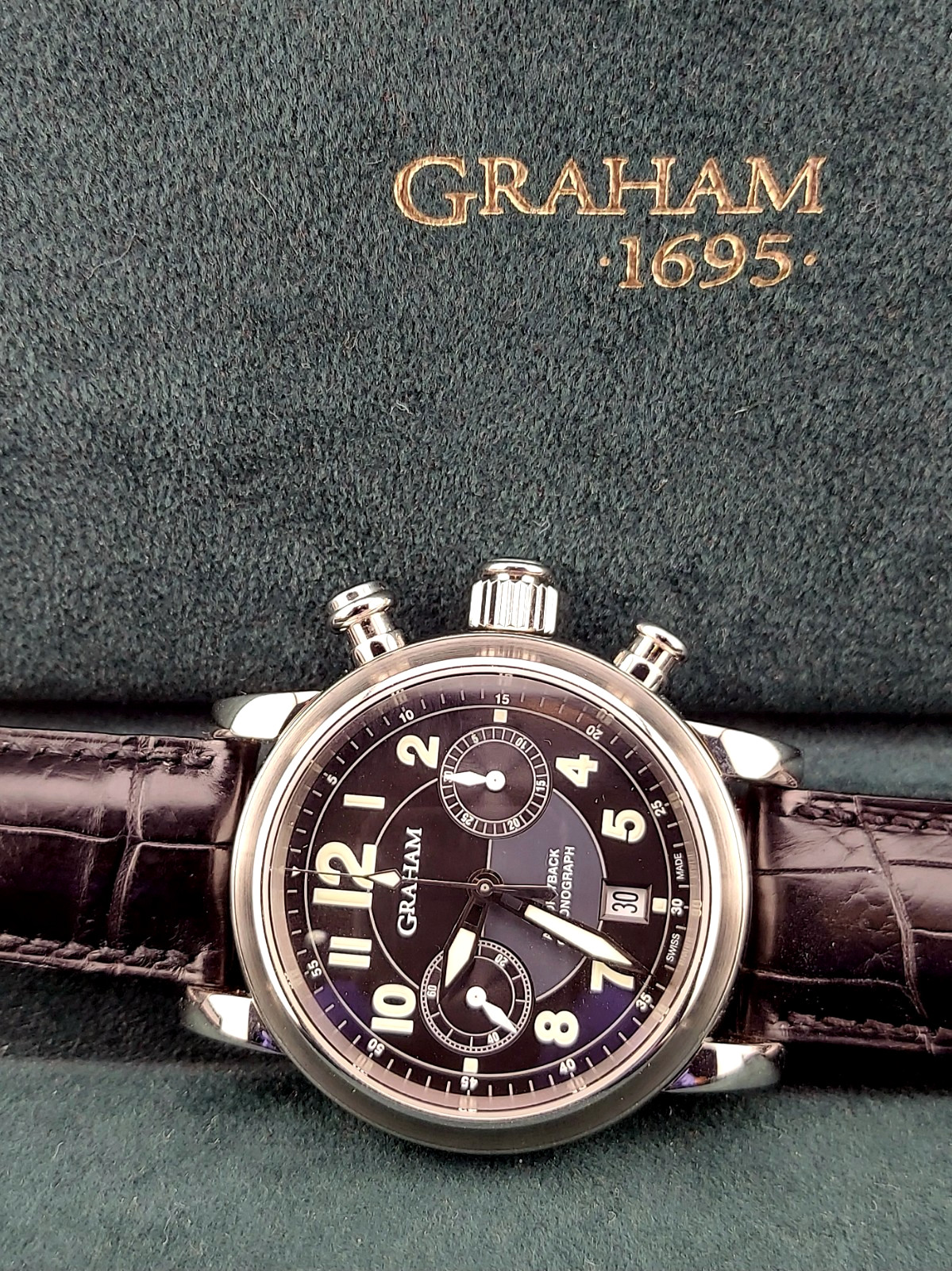 New Unworn Graham Aero Flyback Men’s Swiss Chronograph Watch Full Set Box Papers