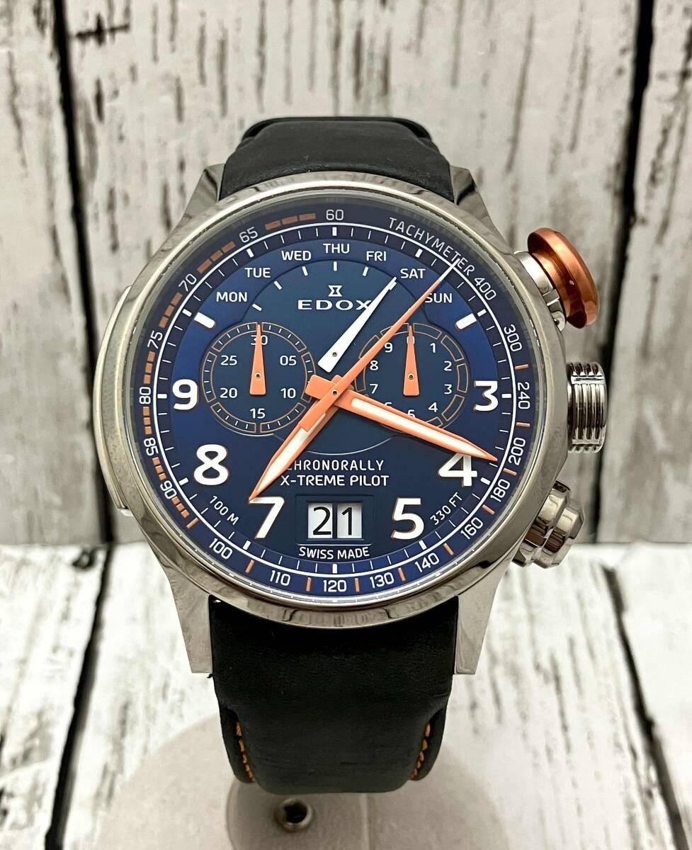 EDOX 38001 1414383 CHRONORALL Quartz Watch Timepiece 21cm Authentic Rare