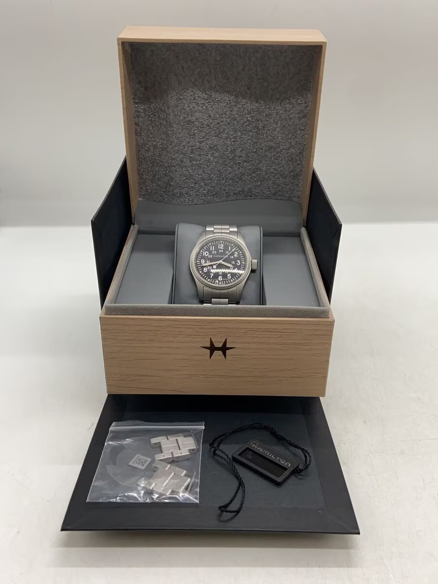 [B1S] Hamilton Khaki Field Mechanical Hand Wound Black Dial Watch [j7w]
