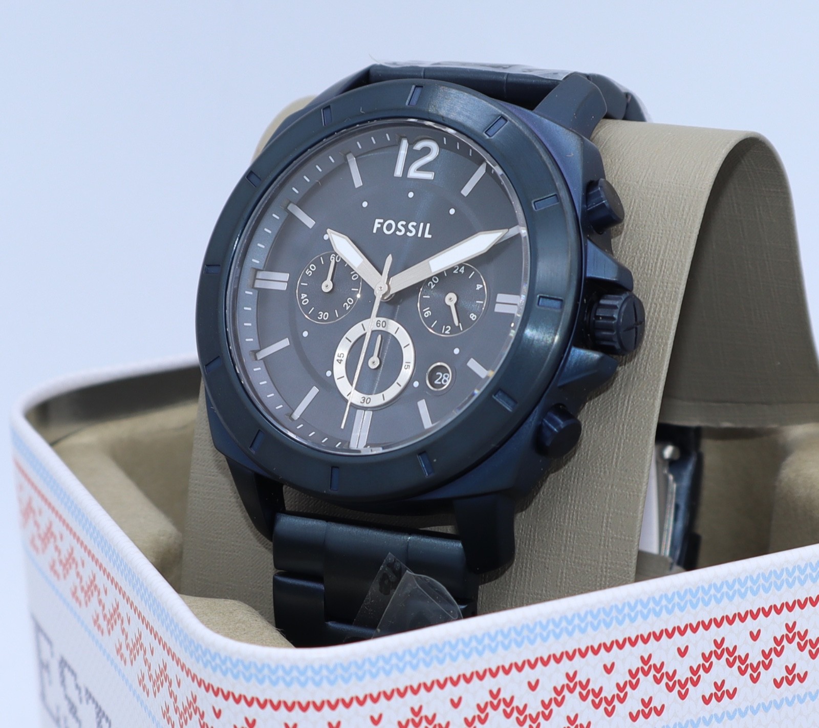Fossil Privateer Sport IP Navy Blue Chronograph BQM7124 Mens Watch