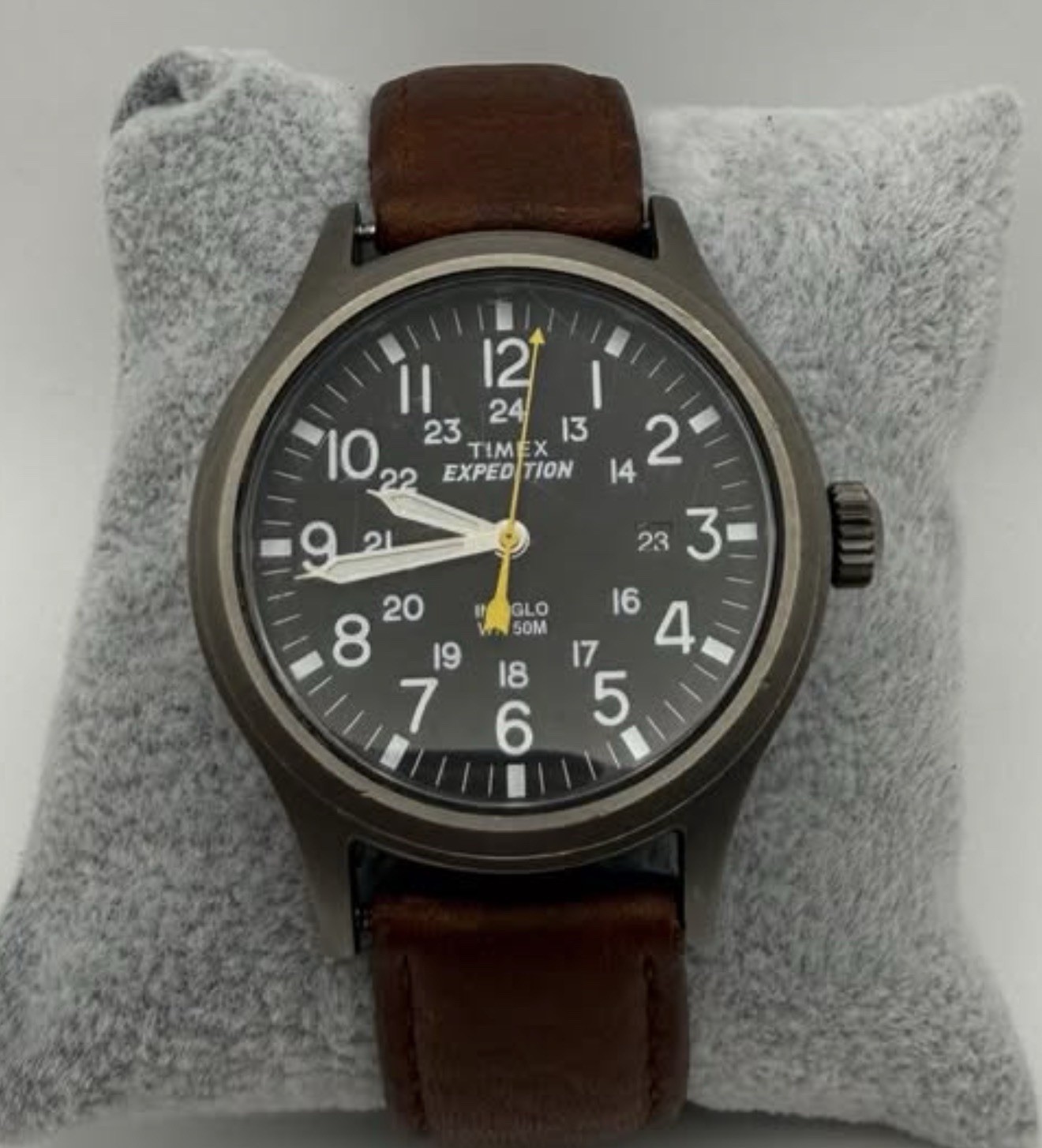 Timex Expedition Quartz Black Dial Date 50m Brown Leather Strap 40mm Watch