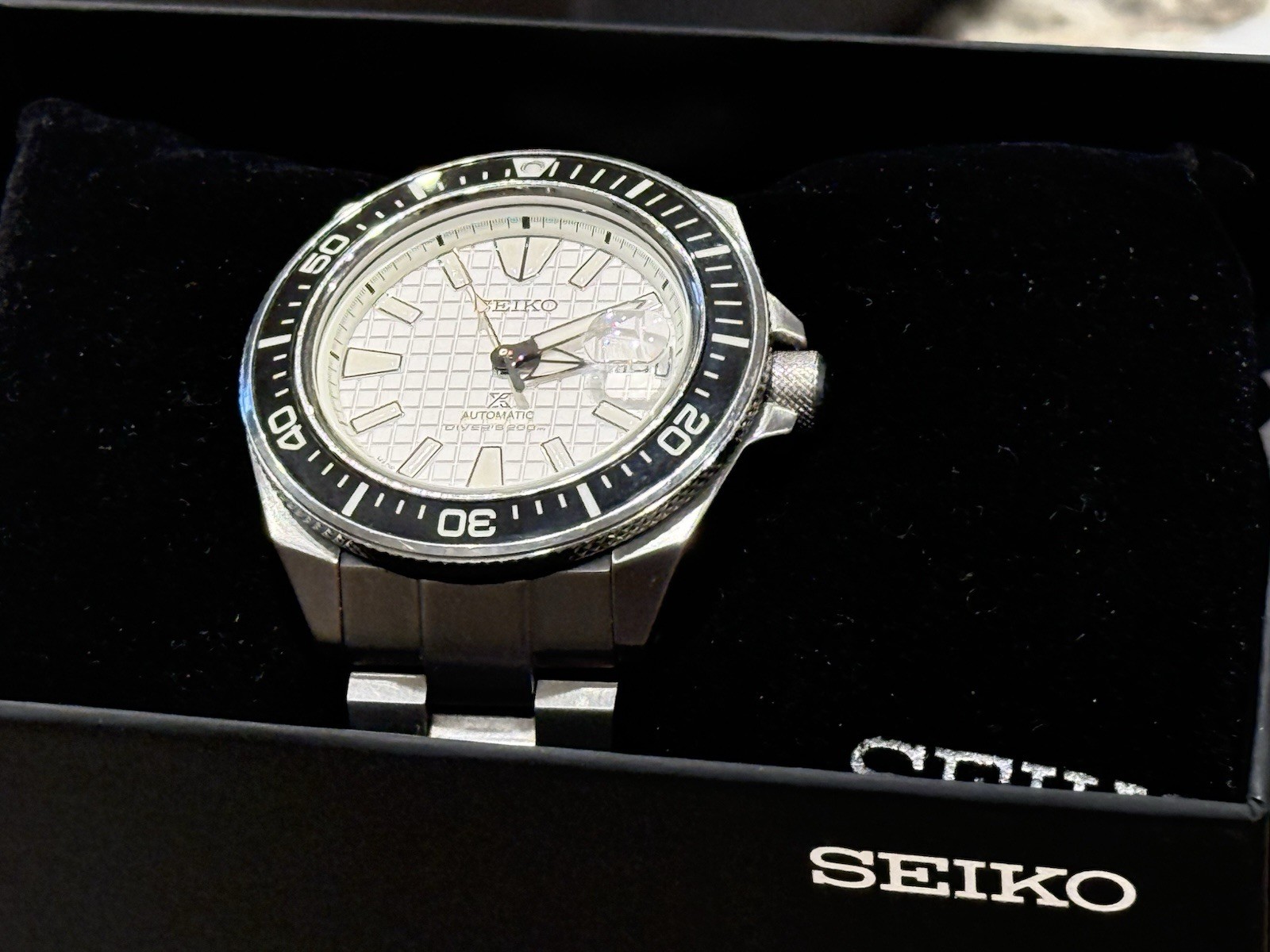 Seiko Prospex «King Samurai» Automatic Diver — White Waffle Dial (Ref. SRPE37)