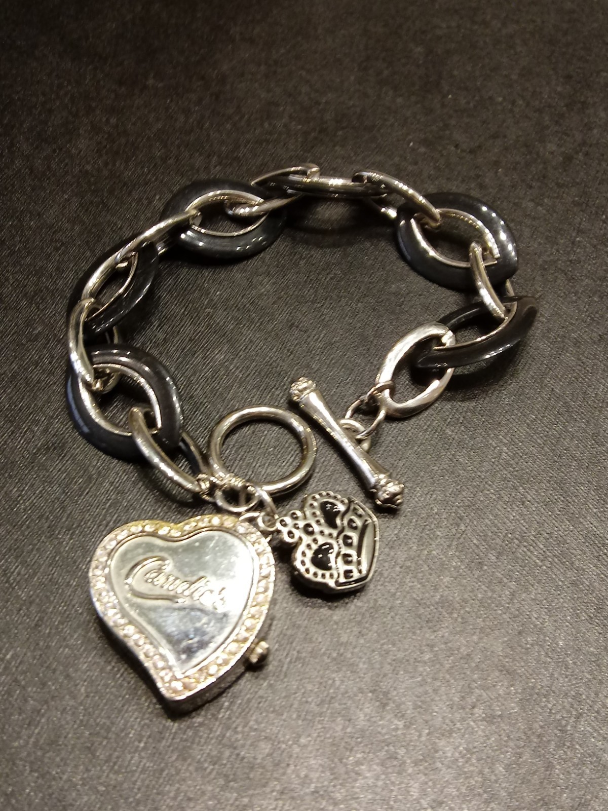 Vintage Candies Heart Charm Hidden Watch Charm Bracelet 8.5 Inches