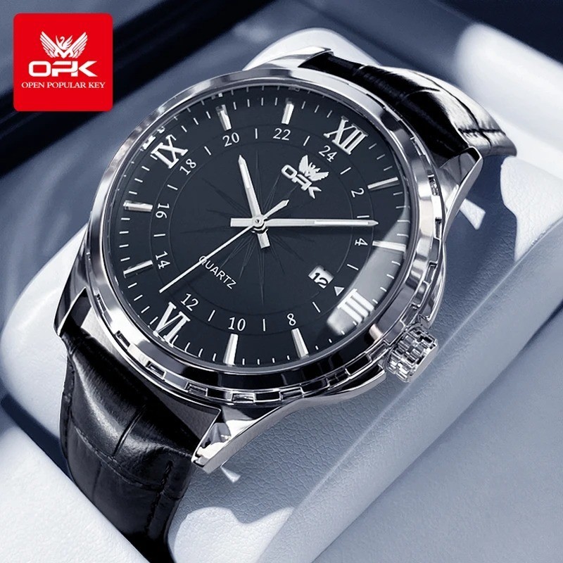 Mens Business Leather Watch Quartz Waterproof Luminous Quality Wristwatch Boxed
