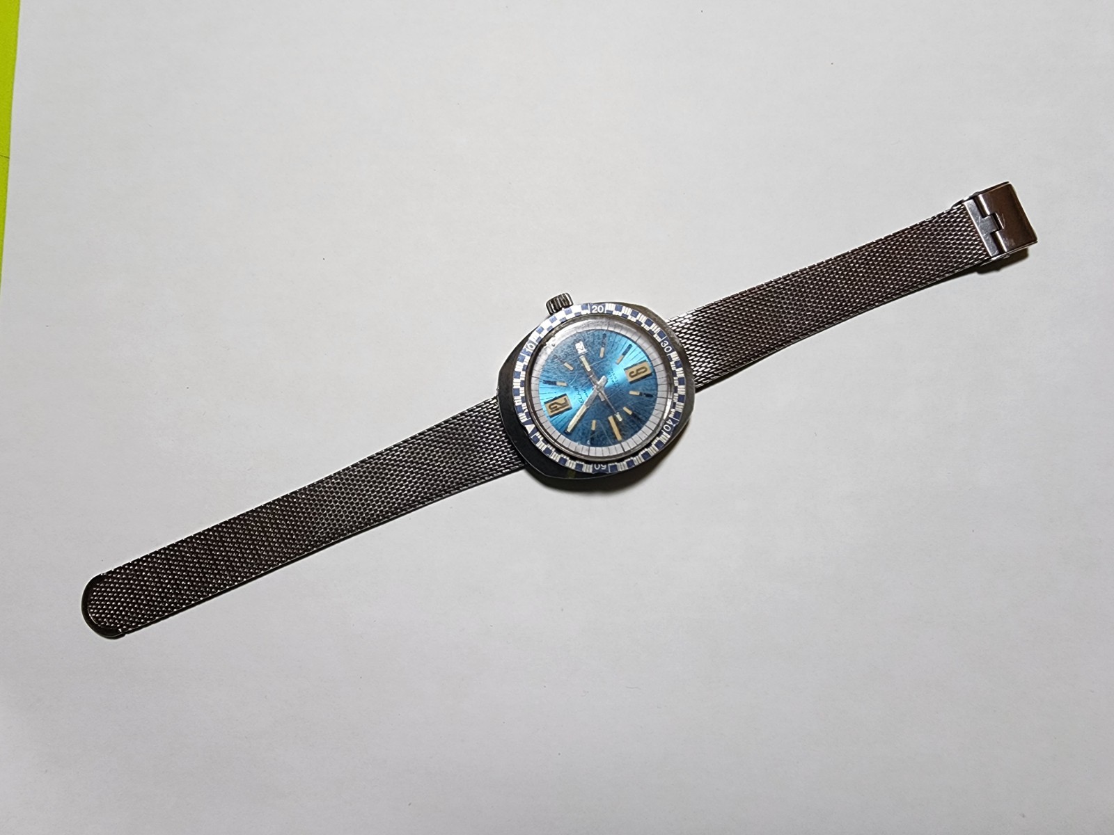 VTG 60s BELAIR Seapearl 600 Divers Watch Checkerboard Bezel Rare WORKS!