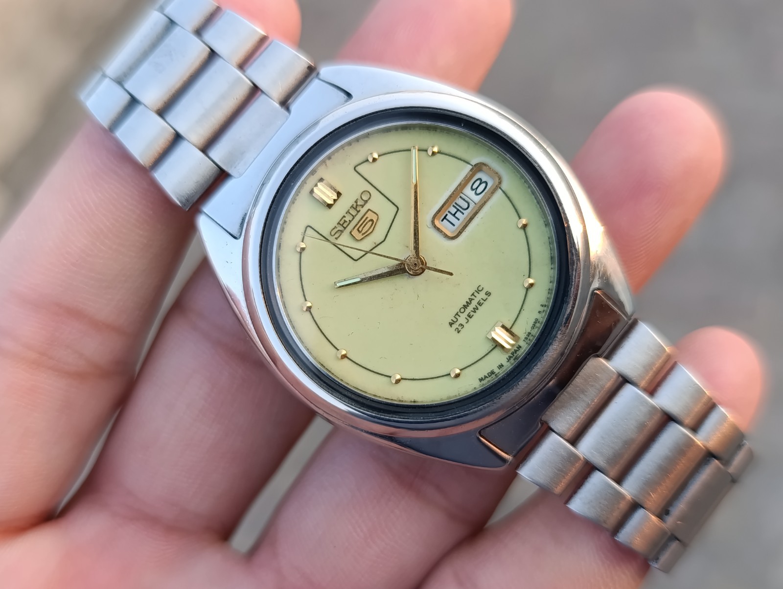 Vintage Seiko 5 Automatic 21J Luminous Dial SS Men’s Japanese Wristwatch Working