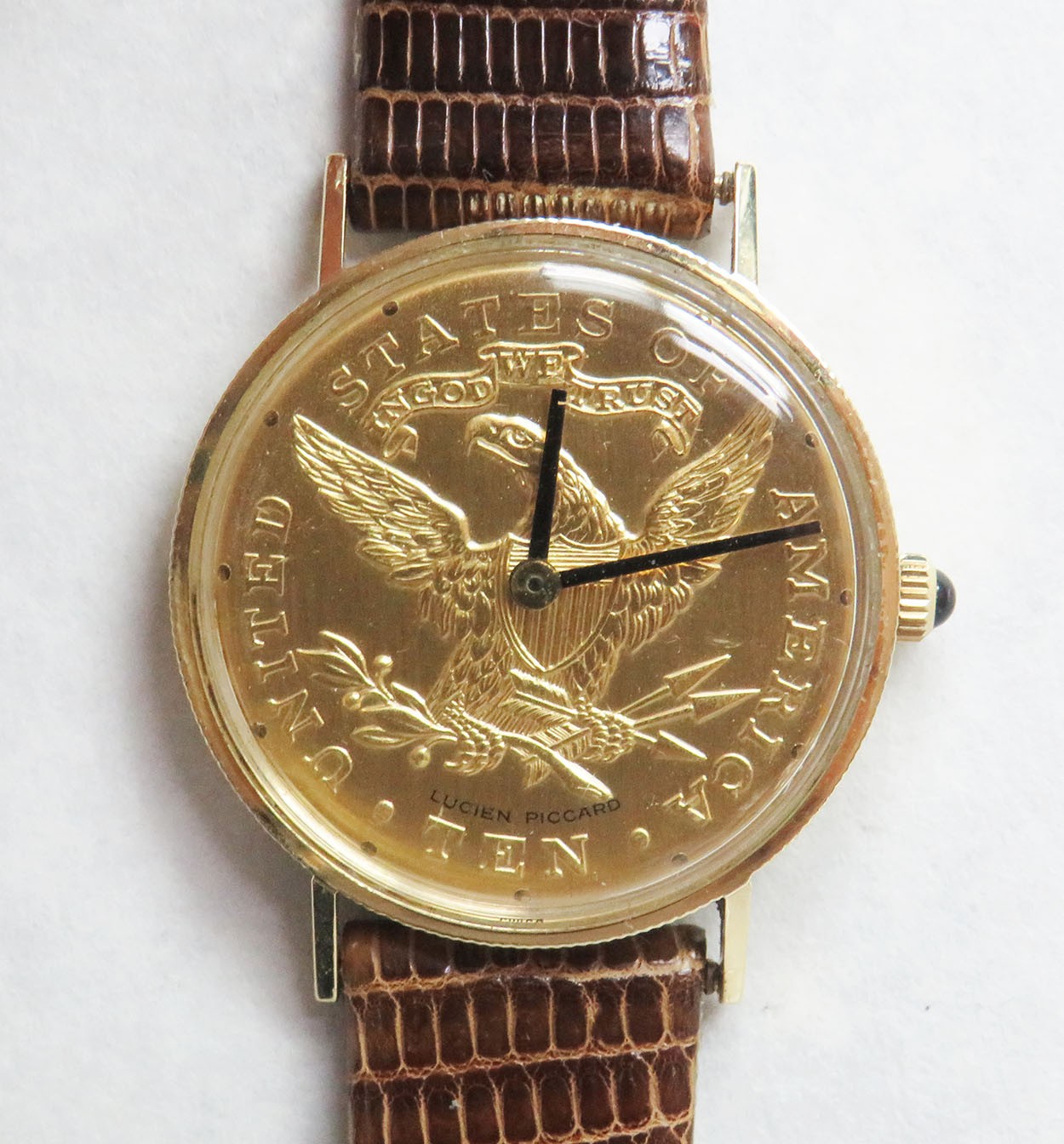 LUCIEN PICCARD U.S.A. $10 GOLD COIN IN 14K CASE WATCH