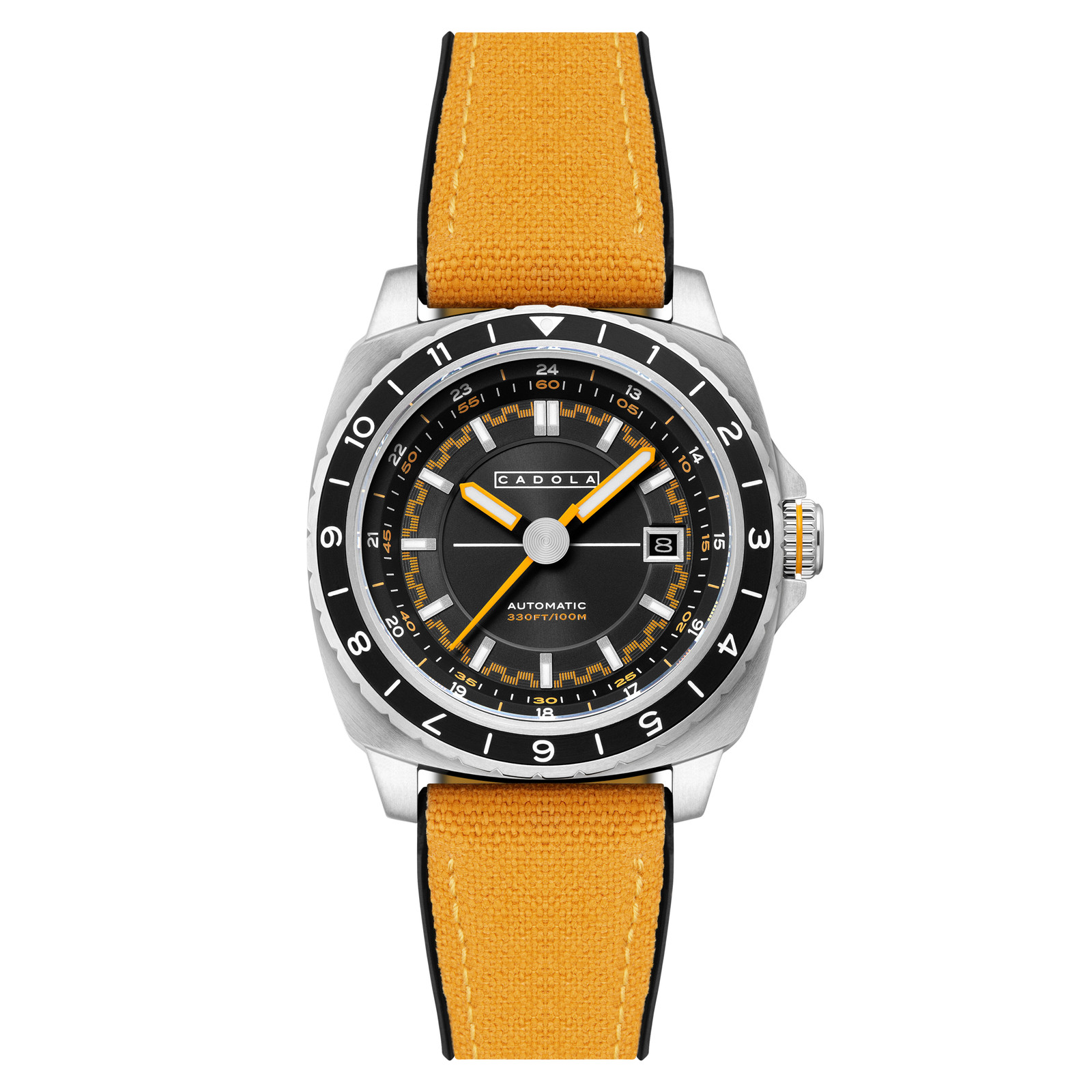 Overdrive Automatic Black / Yellow Canvas Black Dial Wristwatch CD-1063-01