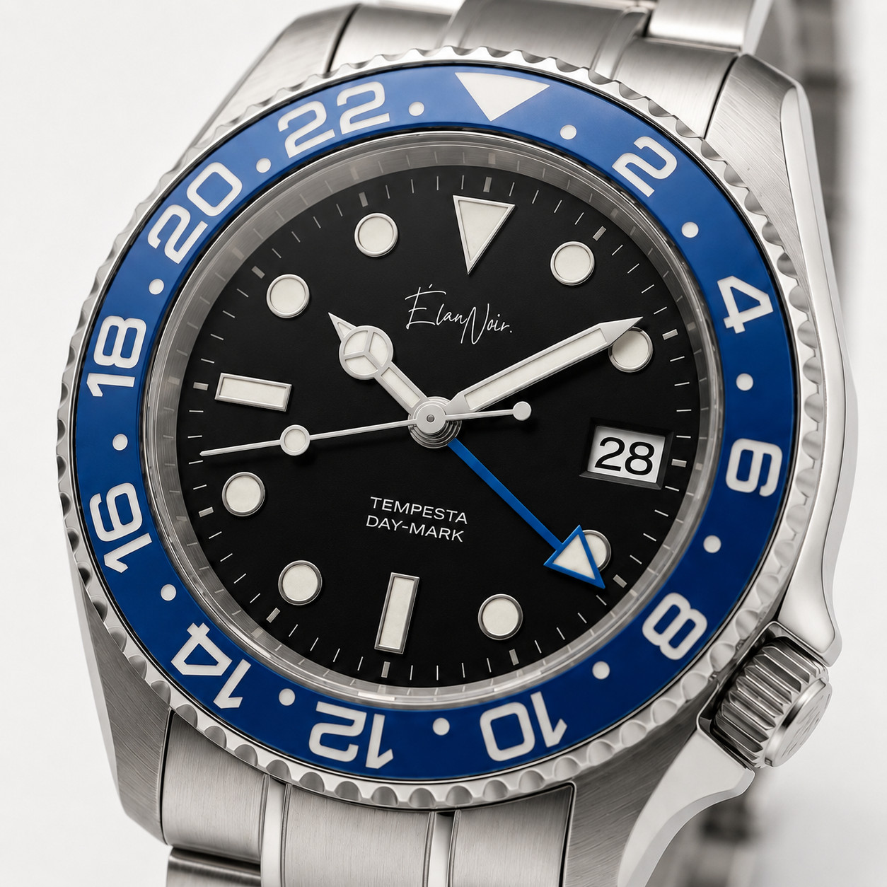 Élan Noir Tempesta Exhibition GMT Stainless Steel Black & Blue Automatic NH34