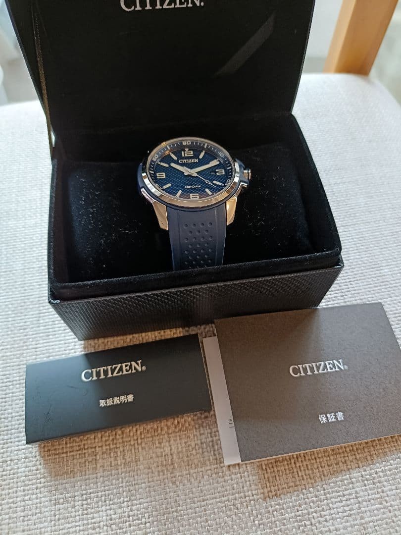 CITIZEN Eco Drive AW1158 05L Watch Overseas Model Solar Powered Analog Blue