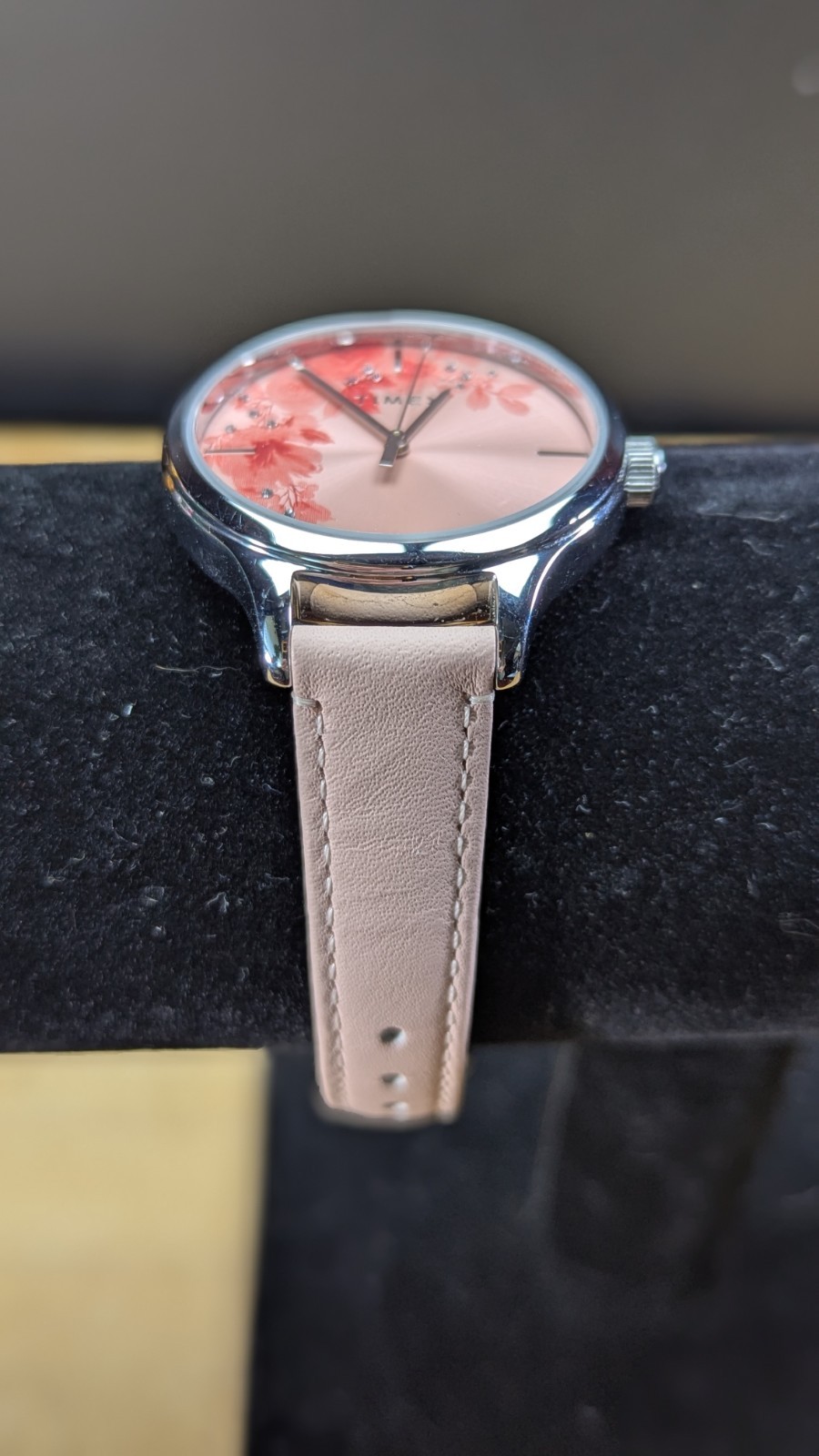 Timex Peyton Crystal Bloom Watch TW2R66600 – Pink Floral Dial – Blush Leather