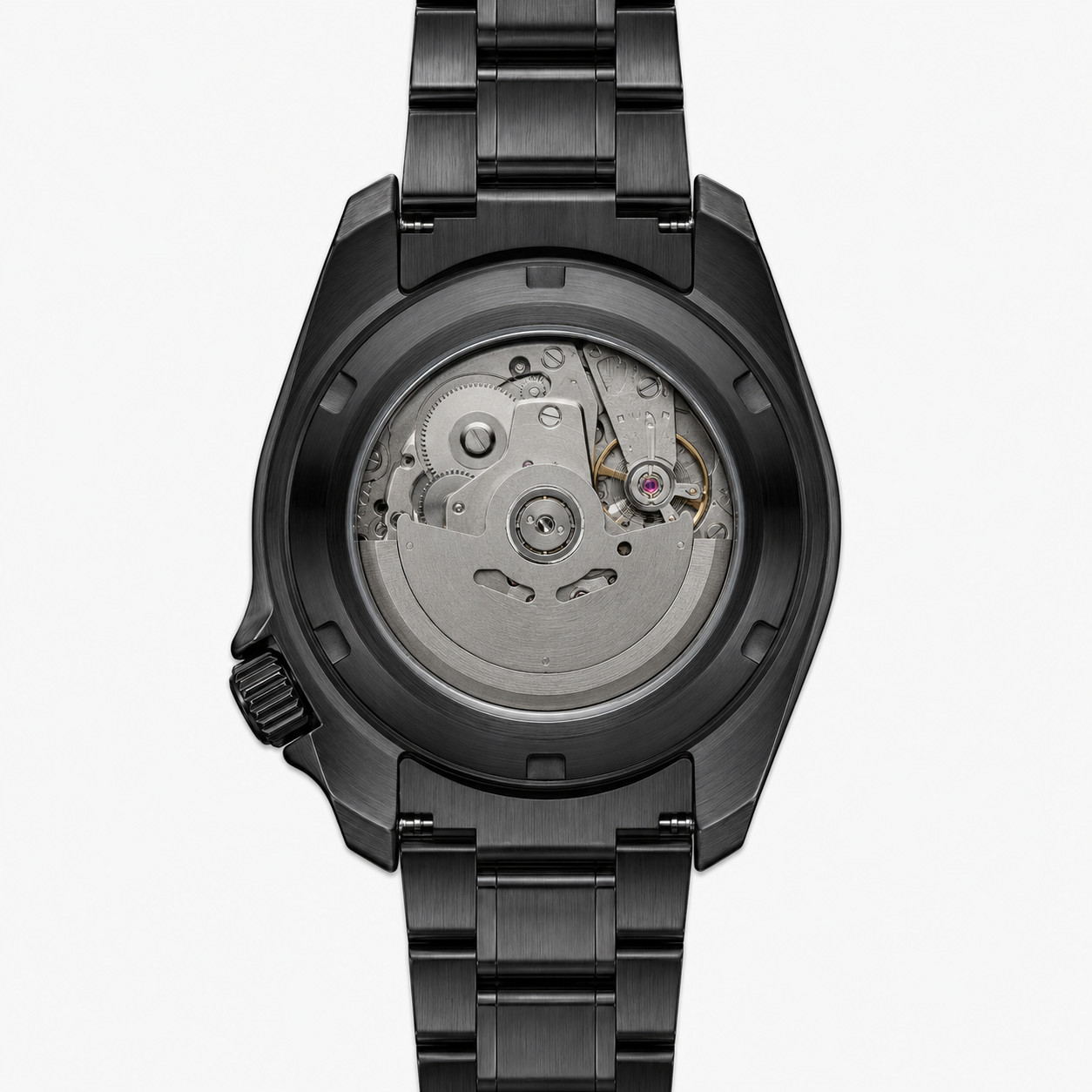 Élan Noir Automatic Day Date GMT Watch 41mm BlackOut NH35 StainlessSteel Tiffany
