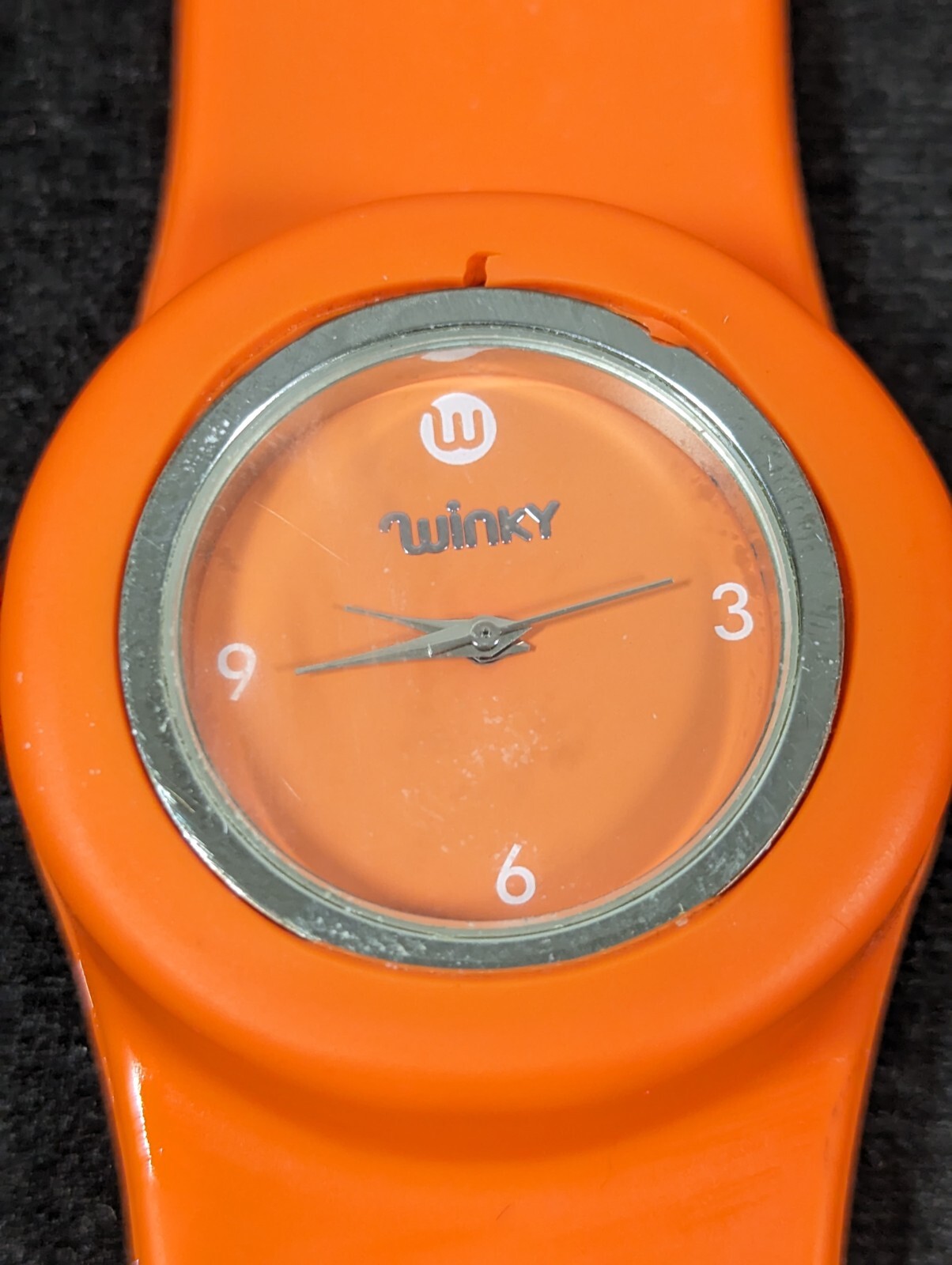 Winky Silver Tone Orange Dial Slap On Band Watch