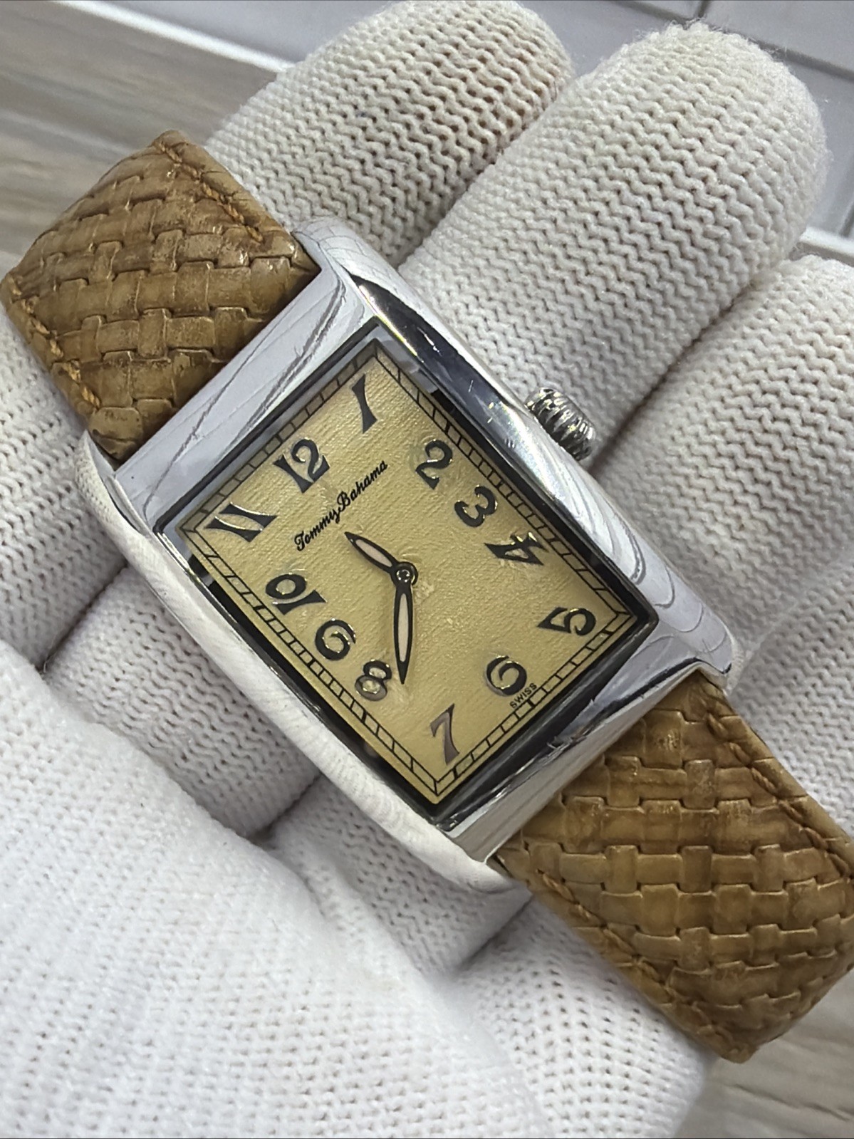 LUXURY TOMMY BAHAMA STERLING SILVER .925 Swiss Made Mens Tank Watch TB1026 Boxed