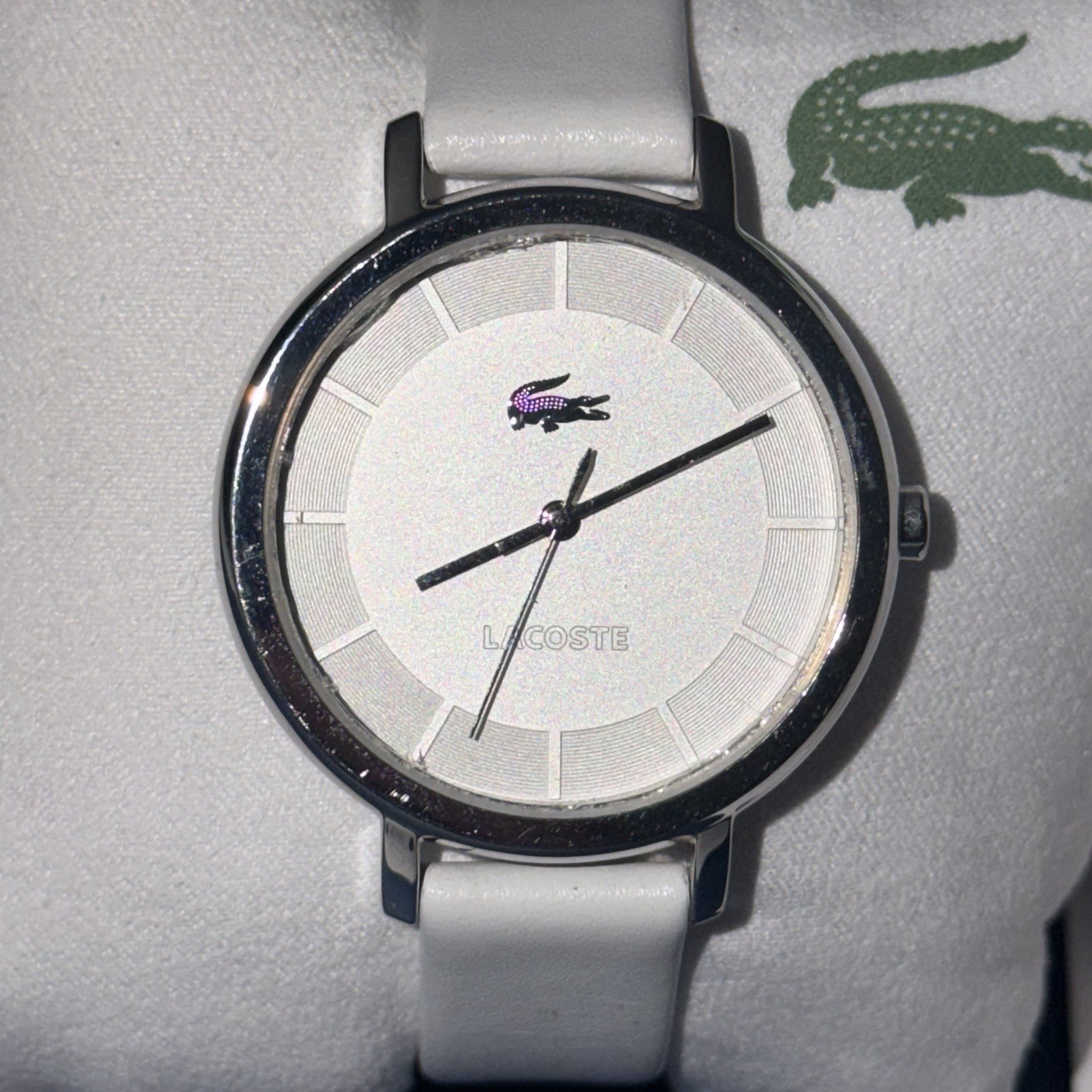 LaCoste Women’s 2000716 Watch White Leather Wristband READ PLEASE