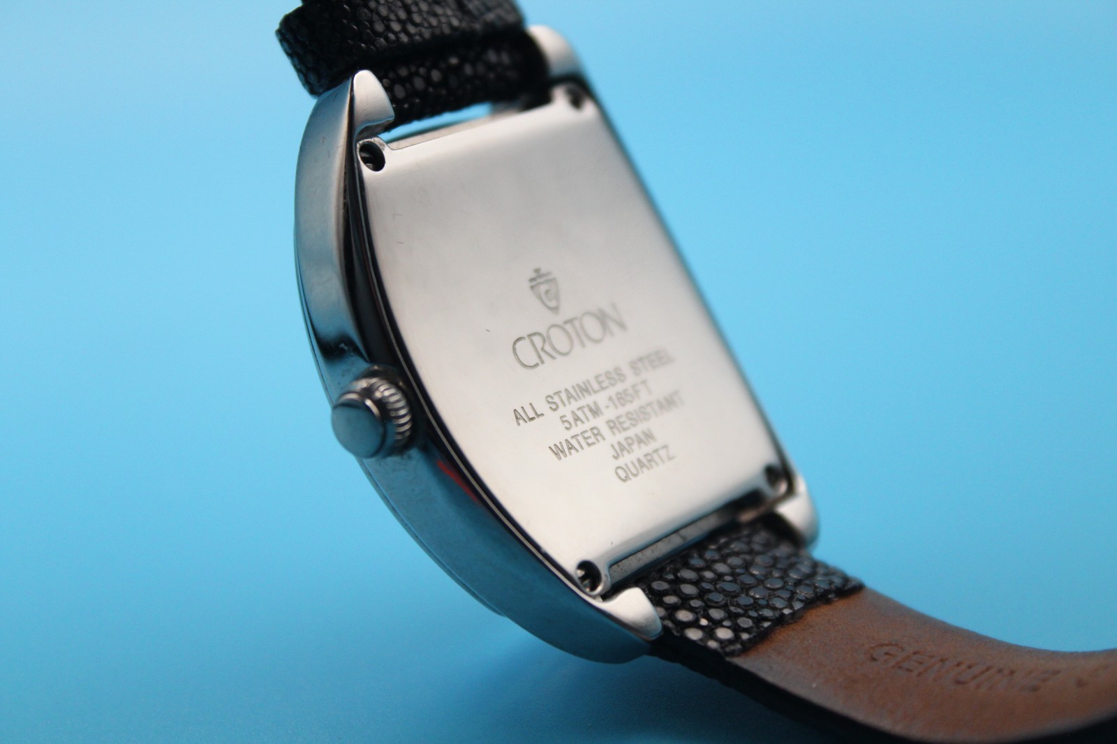 Croton Men’s Tonneau Japan Quartz Wristwatch Genuine Stingray Band