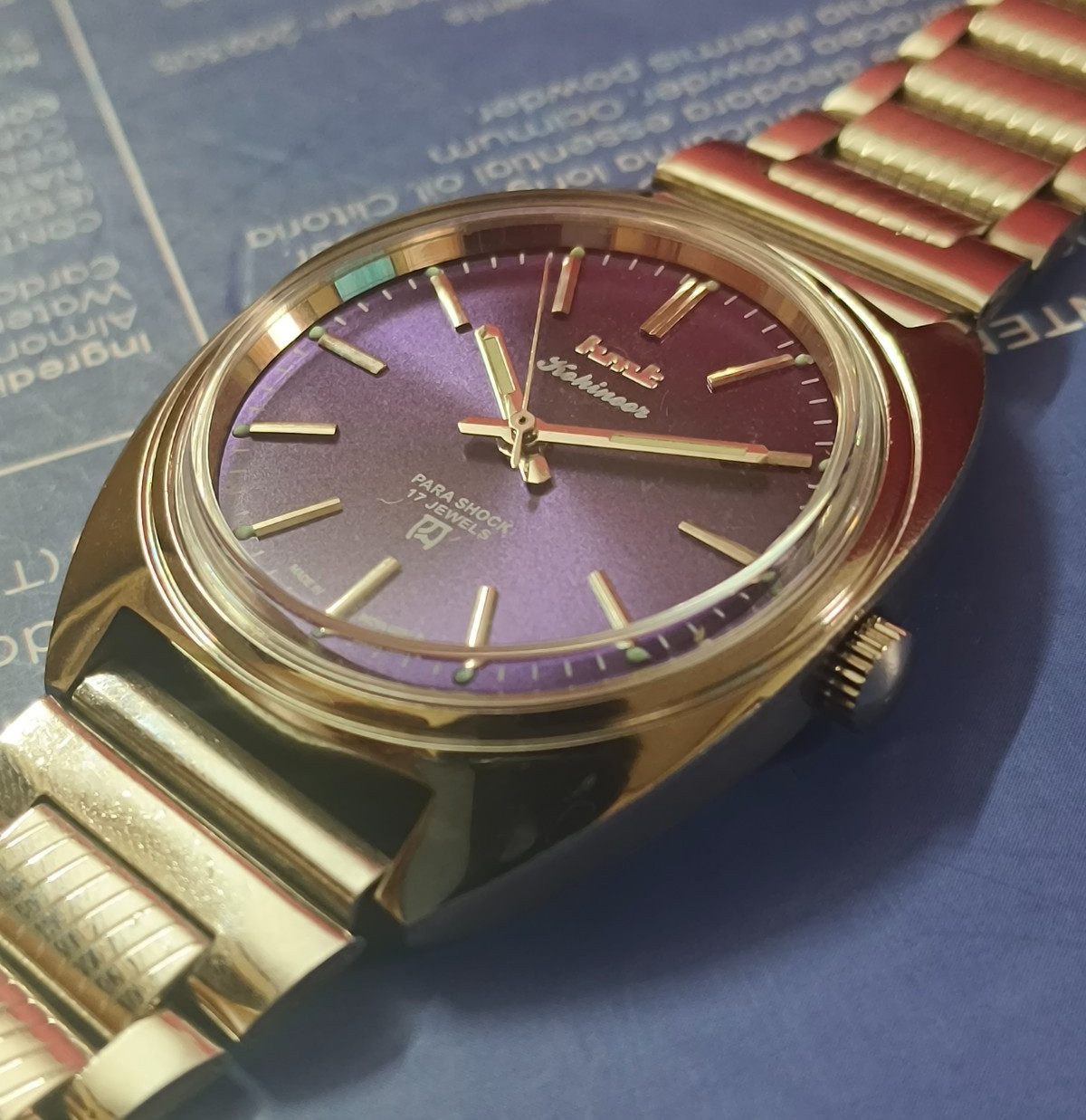 Vintage HMT Kohinoor Purple 17 Jewels Mechanical Hand Winding Men’s Wrist Watch
