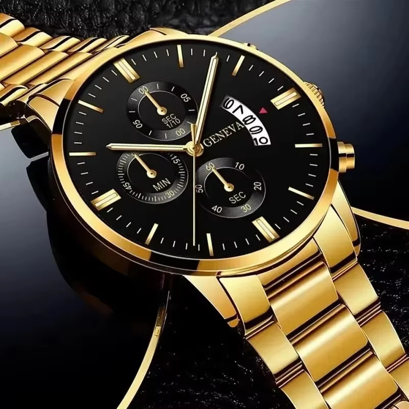 Luxury Stainless Steel Men Calendar Quartz Watch Fashion Mens Business Watches f