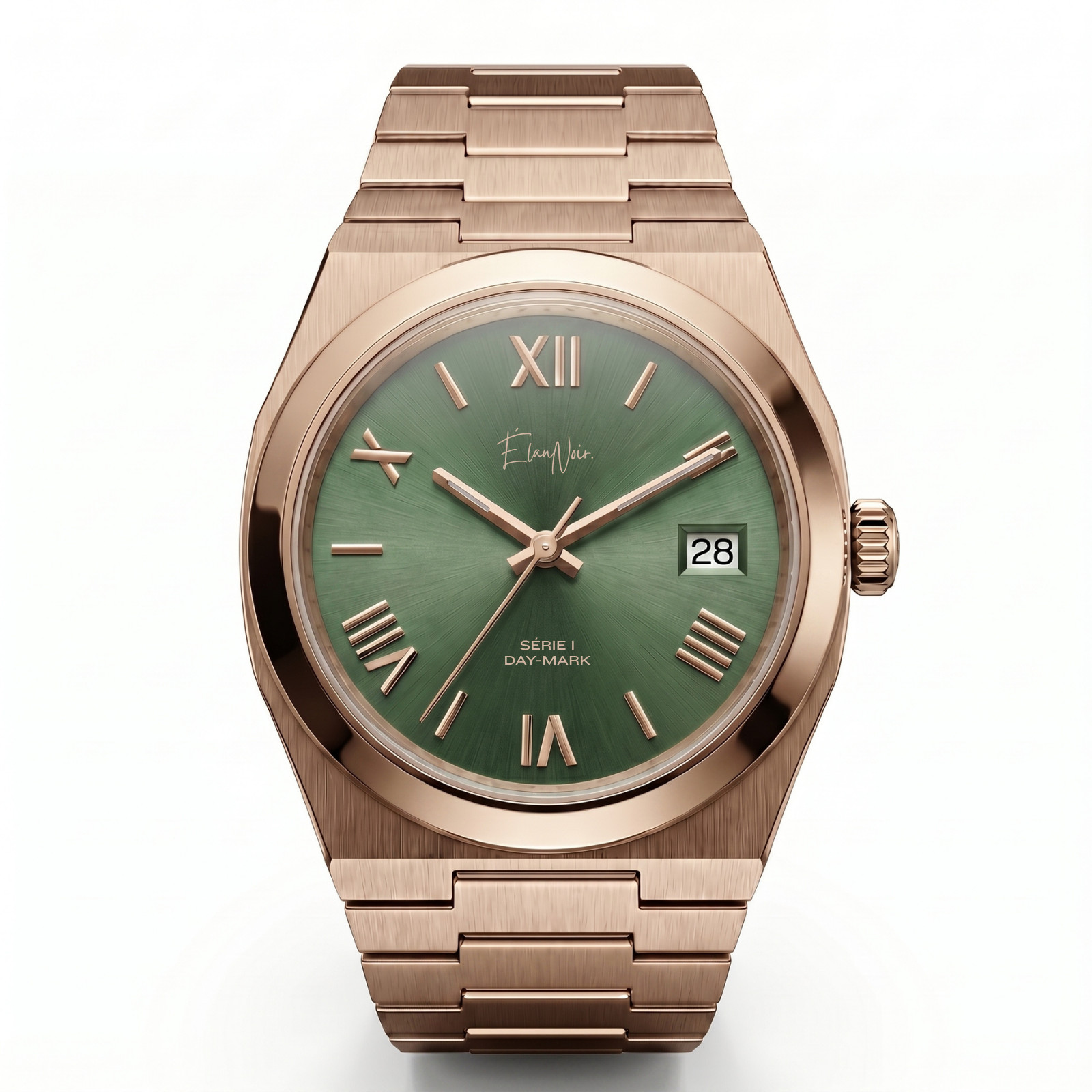 Élan Noir Série I Rose/Green 36mm Automatic NH35 Sapphire Crystal Steel Watch
