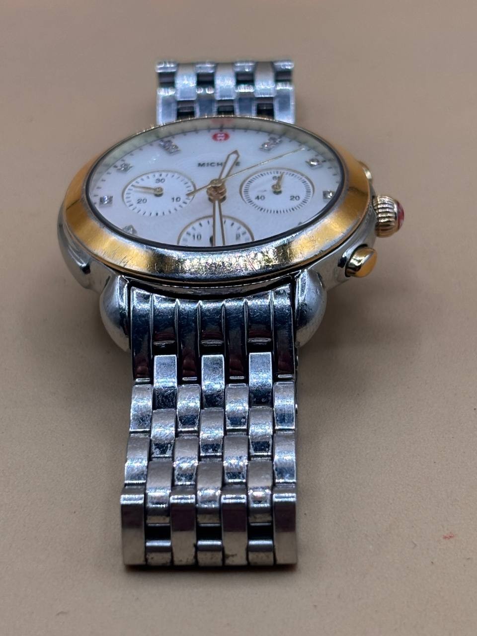 Michele Sydney MW30A Chronograph Mother Pearl Diamond Dial Quartz Watch R19 PH9