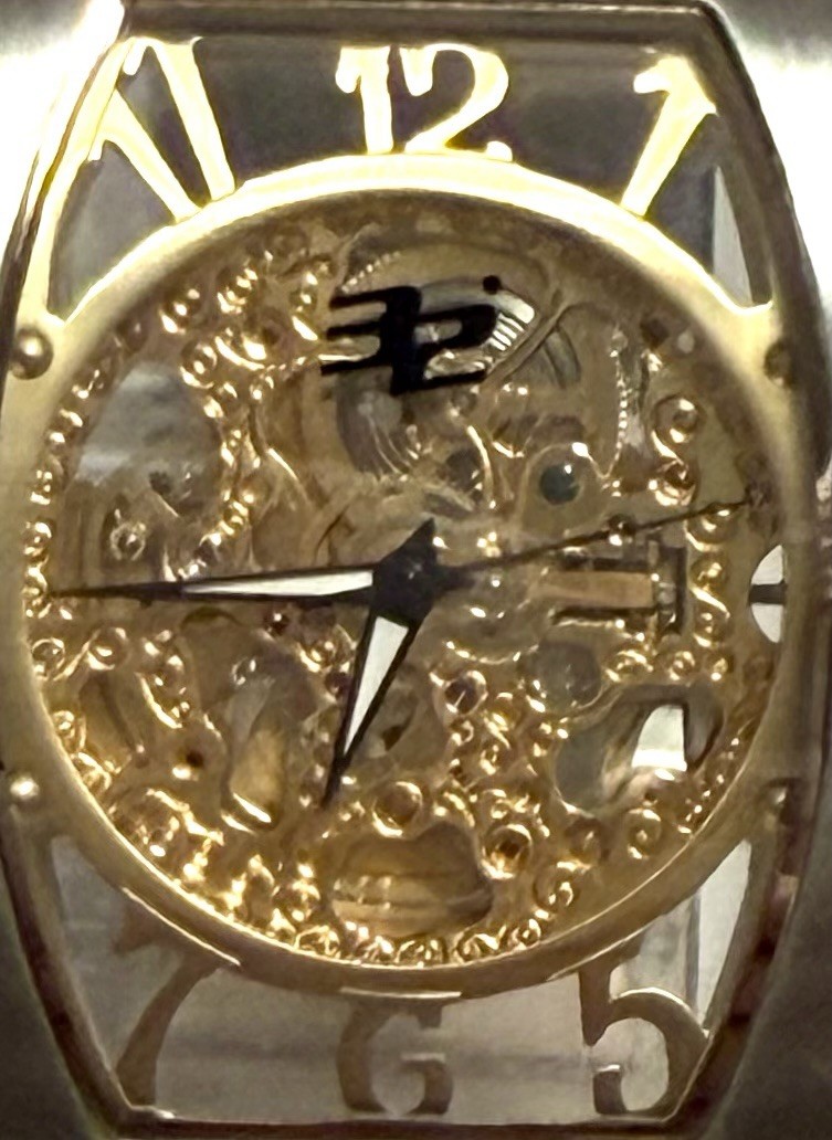 W44mm Auto Floating Goldtone Skeleton Dial | Silvertn Tonneau | 32 DEGREES Watch
