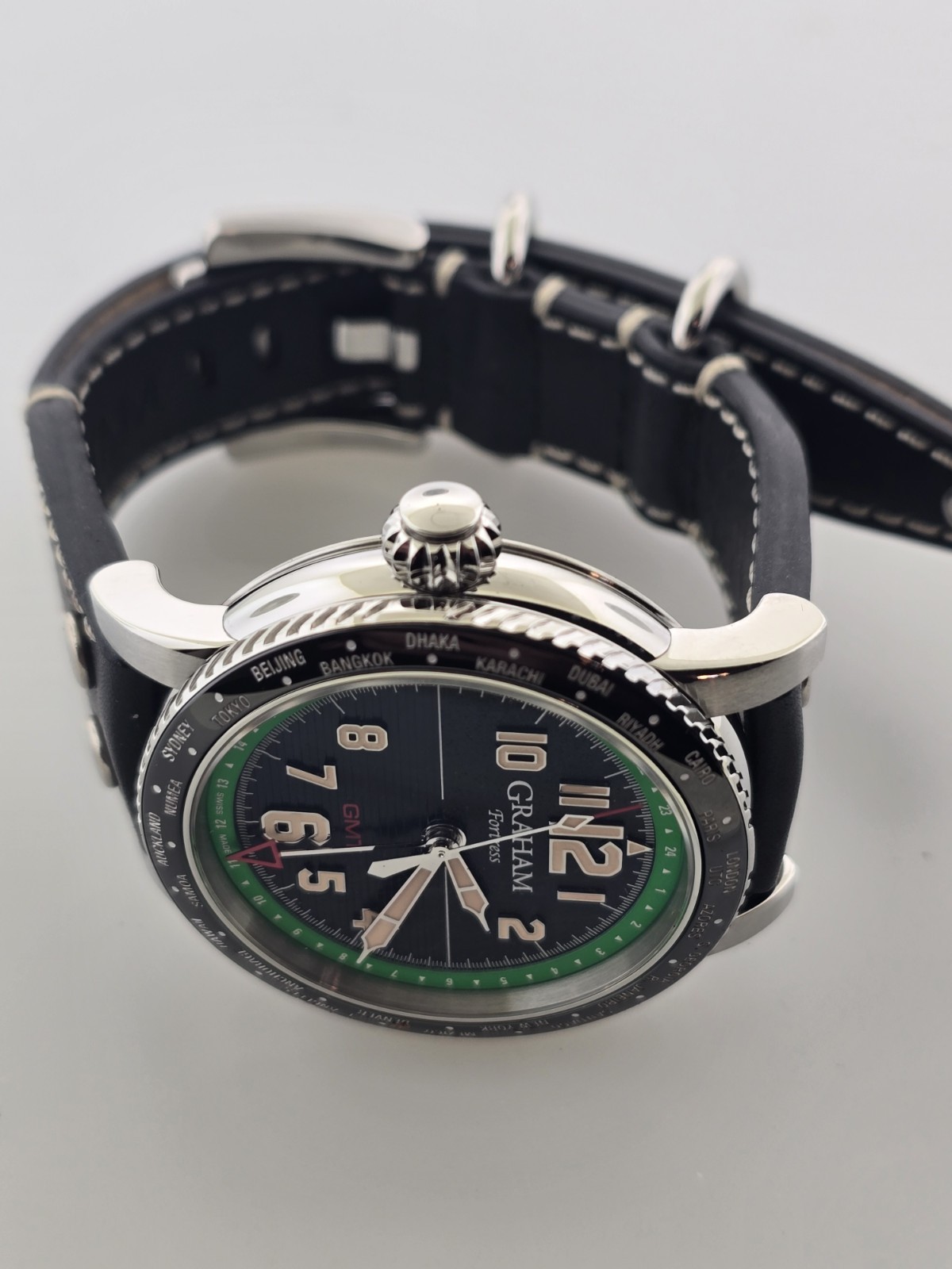 Graham Fortress City GMT 2FOBC.G04A 44MM S/S Left Handed Auto Strap Watch.New.BP