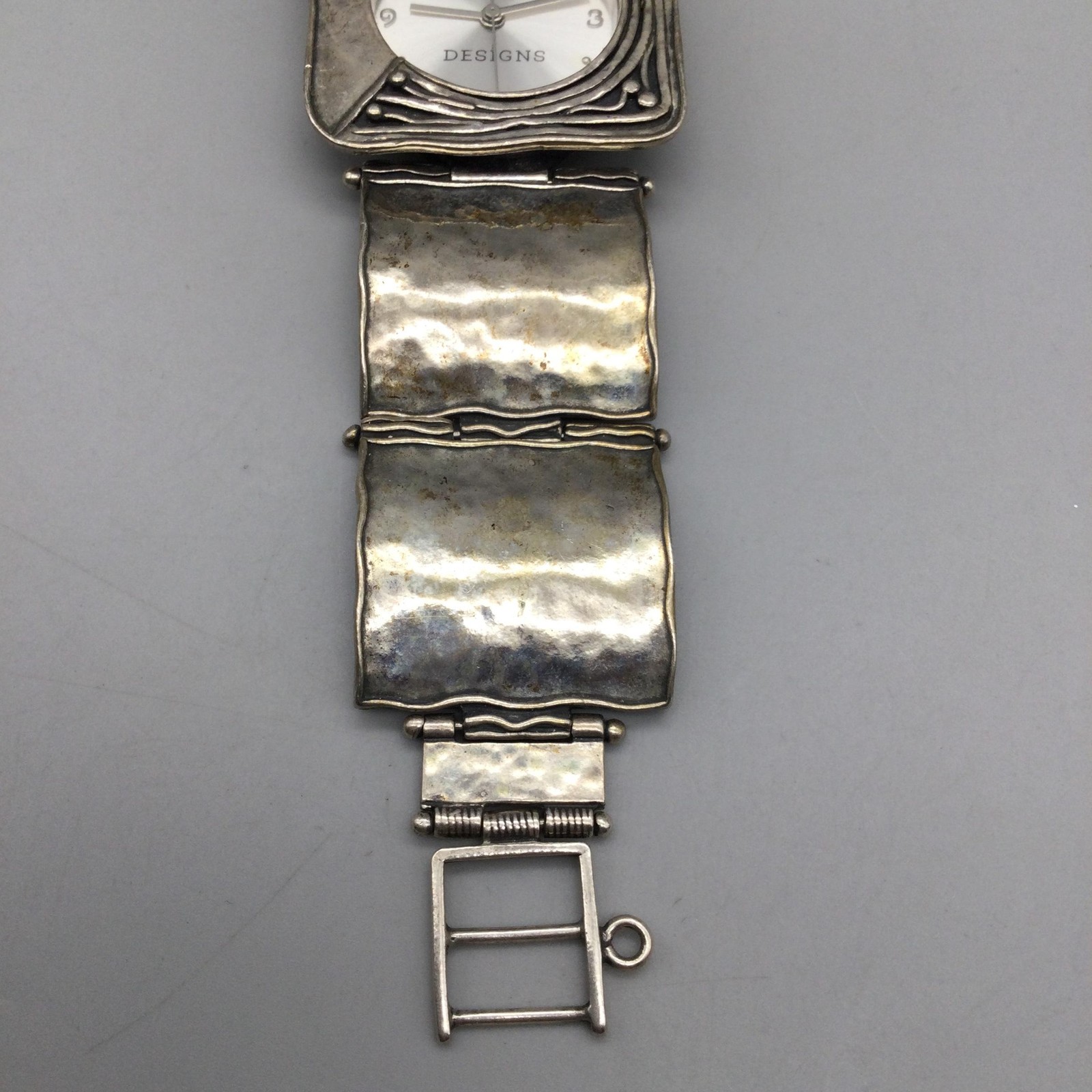 Silpada Womens Watch 33mm Sterling Silver Cuff Hammered Cuff New Battery 6.75″