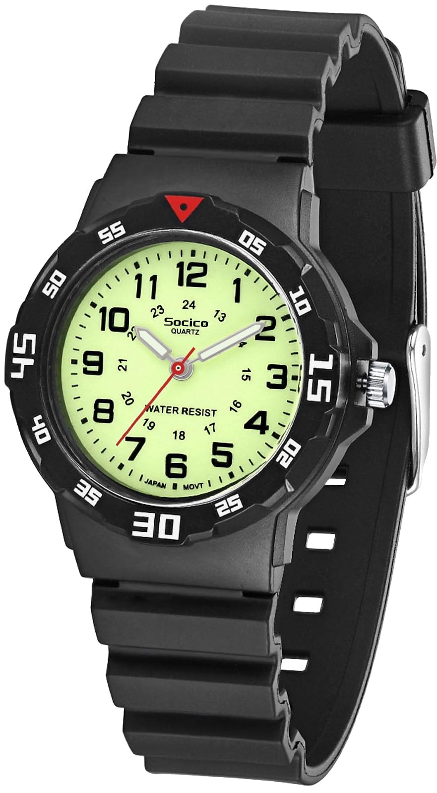 Kids Analog Watch Waterproof Time Teacher for Boys Girls, Soft Band Black
