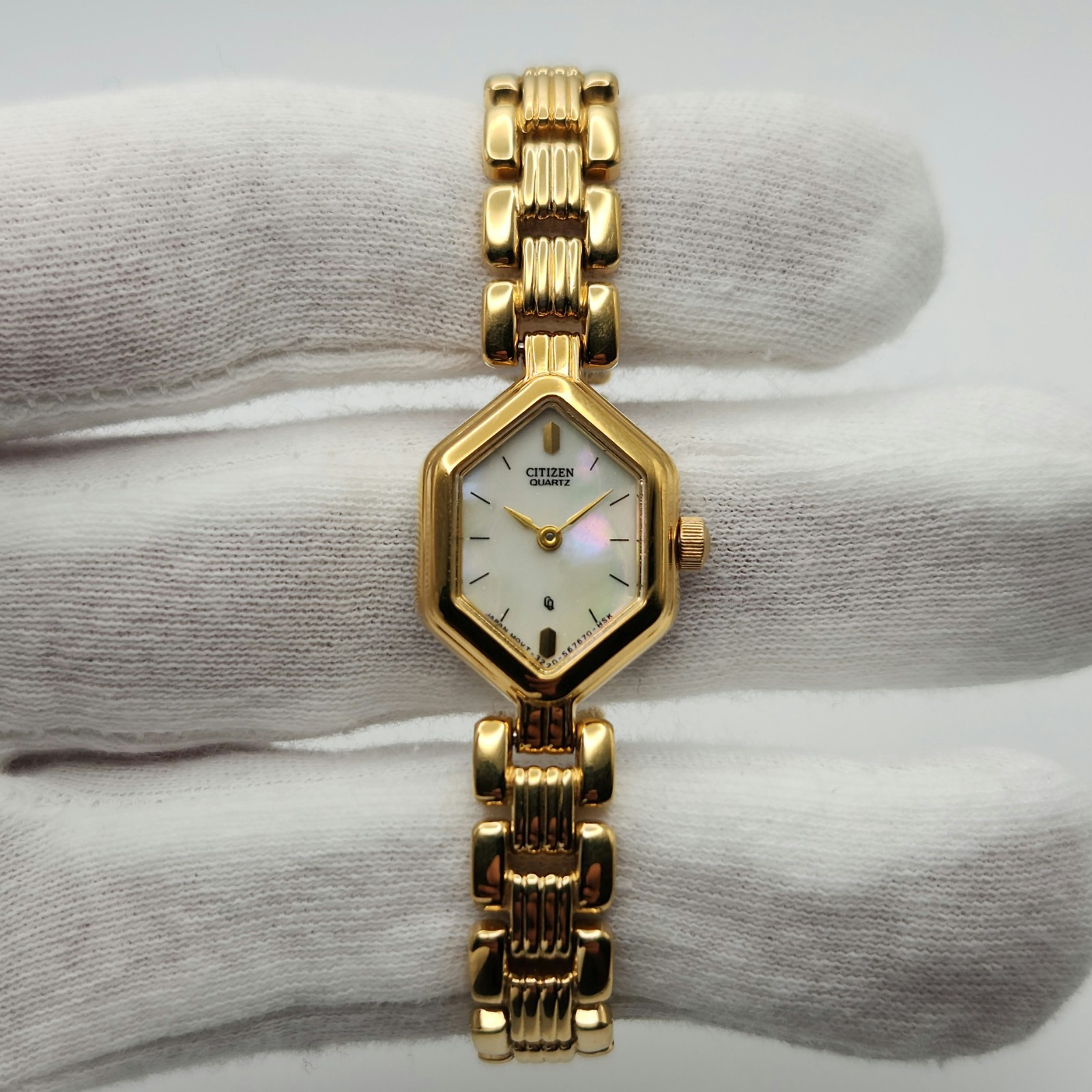 Citizen Ladies Vintage Gold Tone w/ Hexagonal Case & MOP Dial Quartz Watch