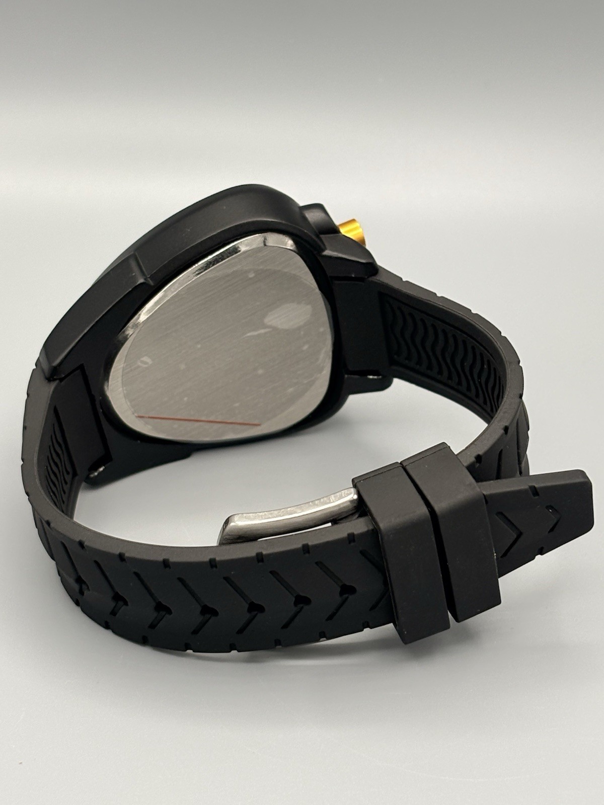 FORRAD Men’s Triangle Shield Watch Blue Dial Black Silicone Strap New In Box