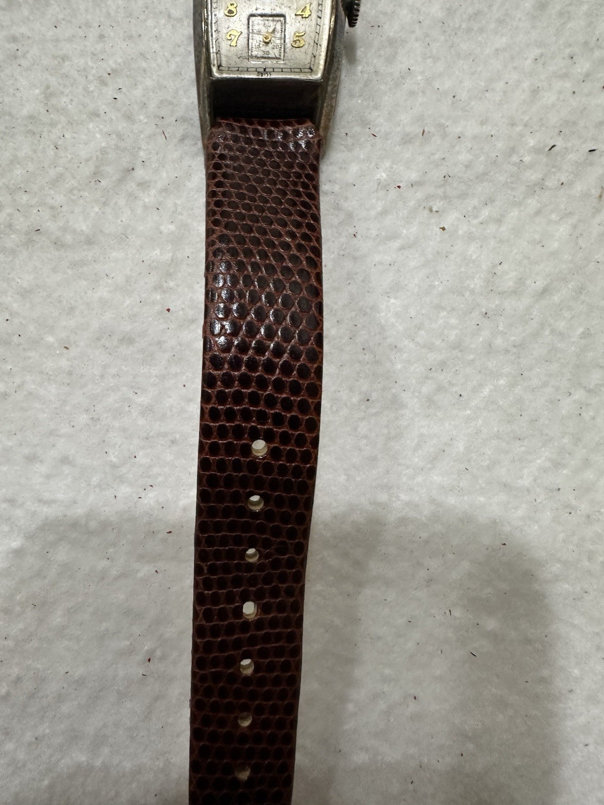Vintage Swiss Record Geneve Tonneau Rectangular Watch – Working – Leather Strap