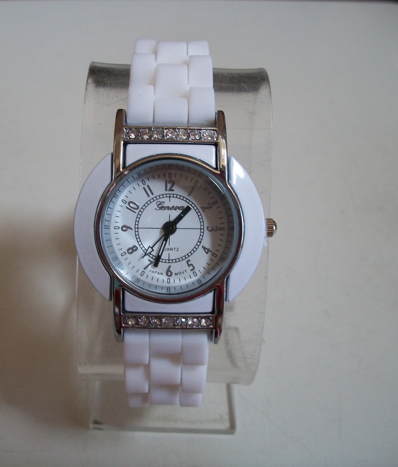 Women’s Girl’s Number Dial Fashion Multicolor Silicone Band Stone Watch