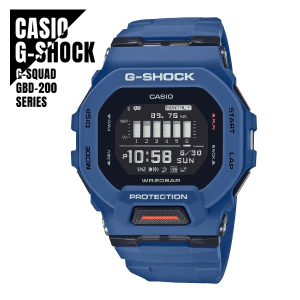 CASIO G SHOCK G SQUAD smartphone link Bluetooth communication GBD 200 2 blue wri