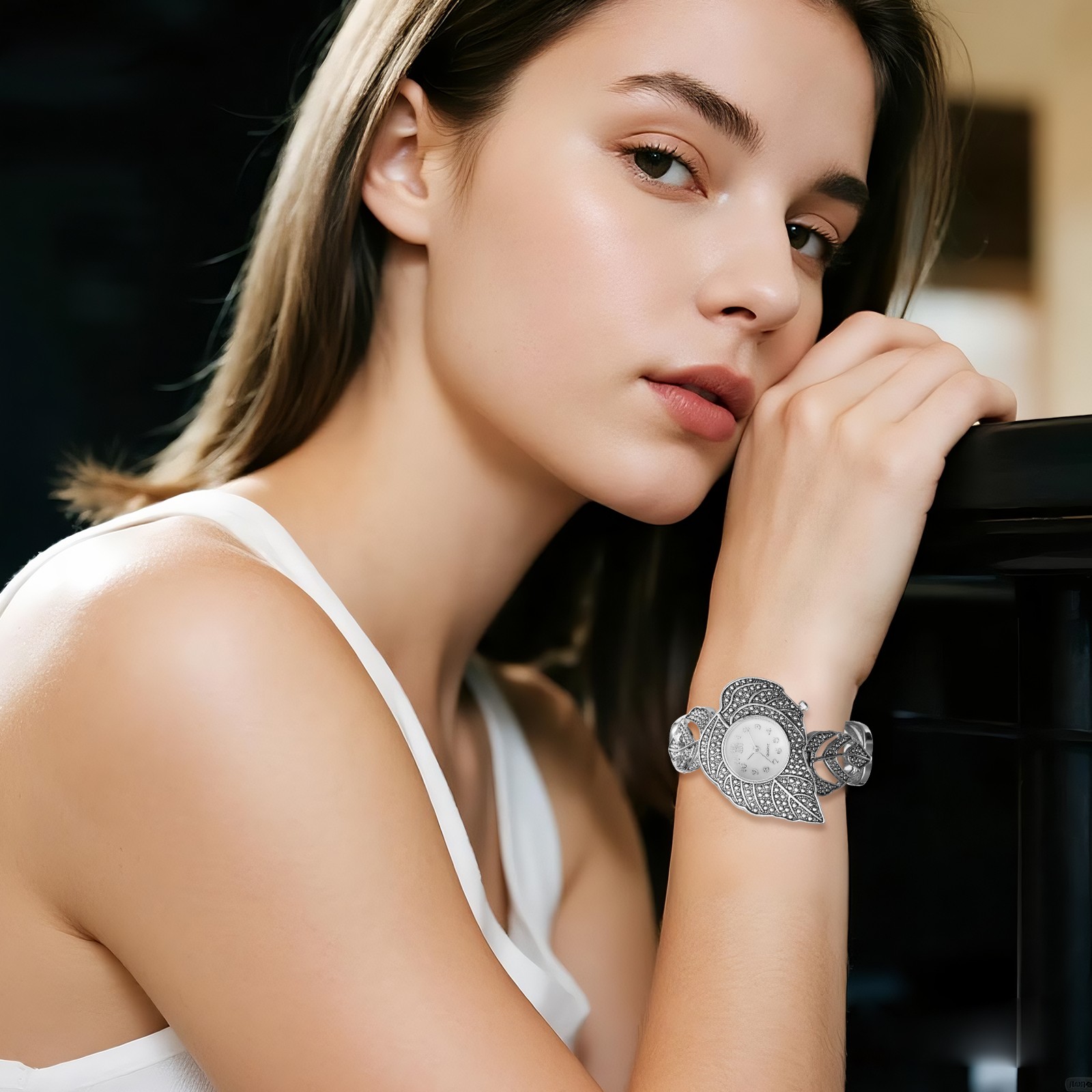 Women’s Leaf Bracelet Quartz Wrist Watches T oggle Clasp Native American Jewelry