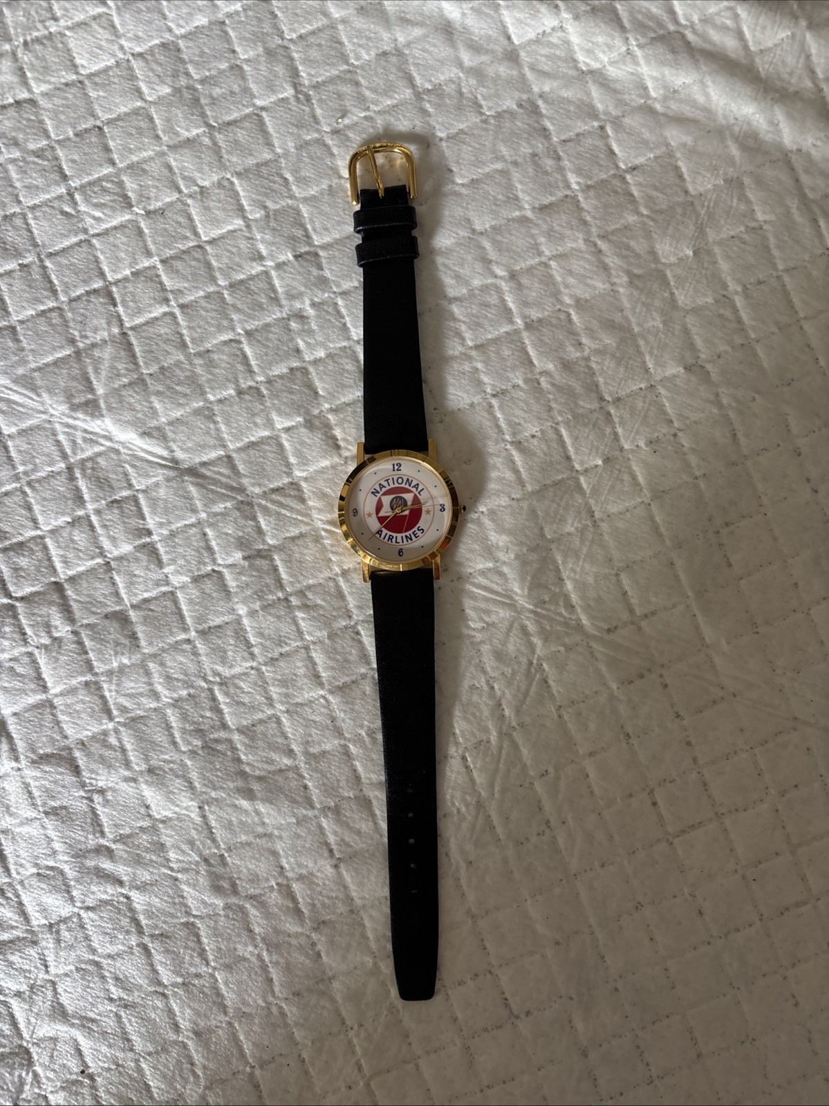 Vintage National Airlines Black Leather Wrist Watch Image Watches Used 241